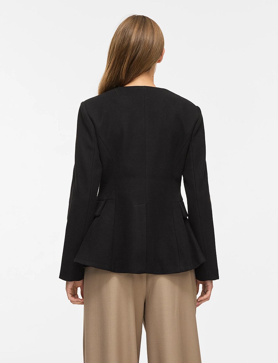 Vila - VIZIKKA L/S WAIST JACKET/BFS - black beauty - 3