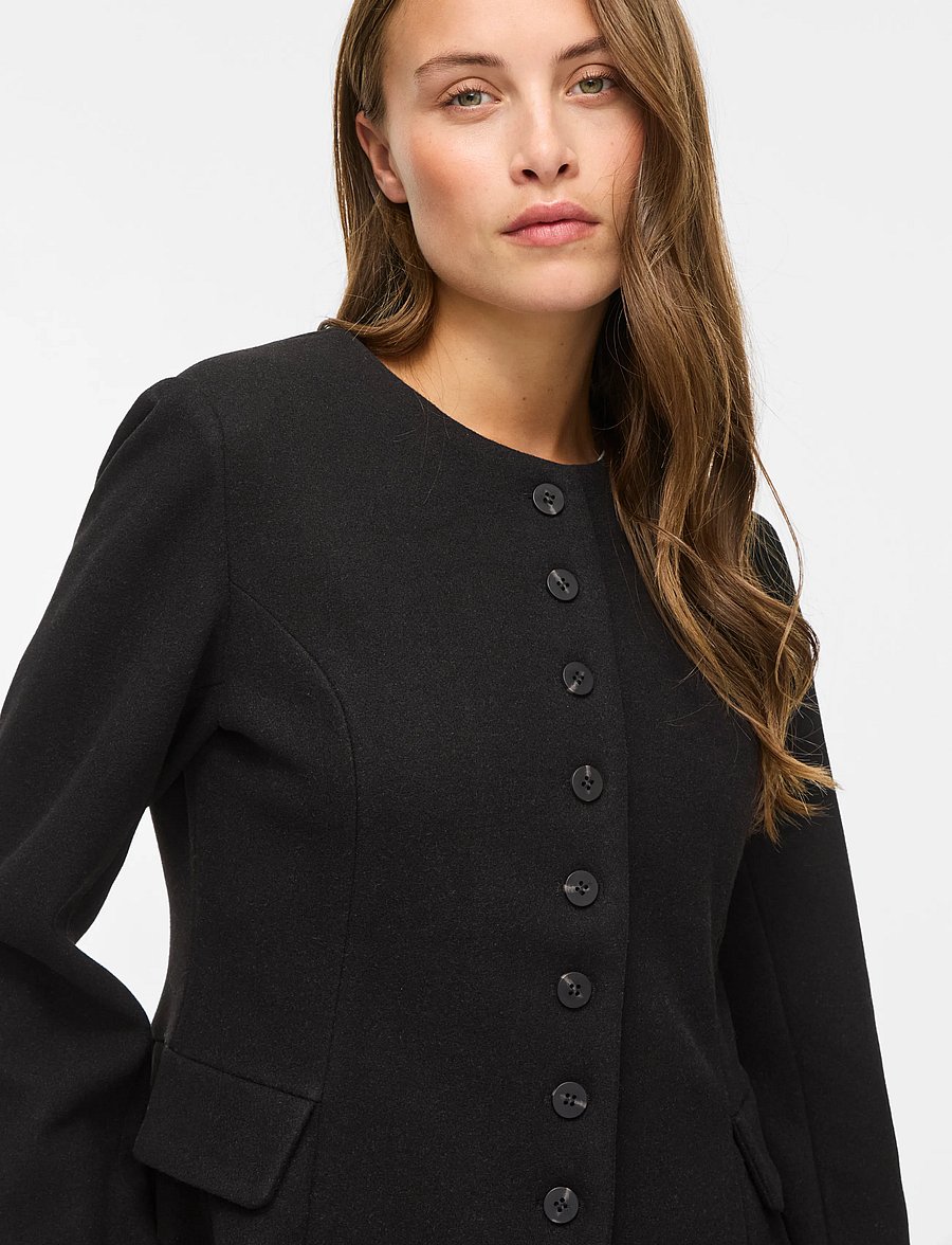 Vila - VIZIKKA L/S WAIST JACKET/BFS - black beauty - 5