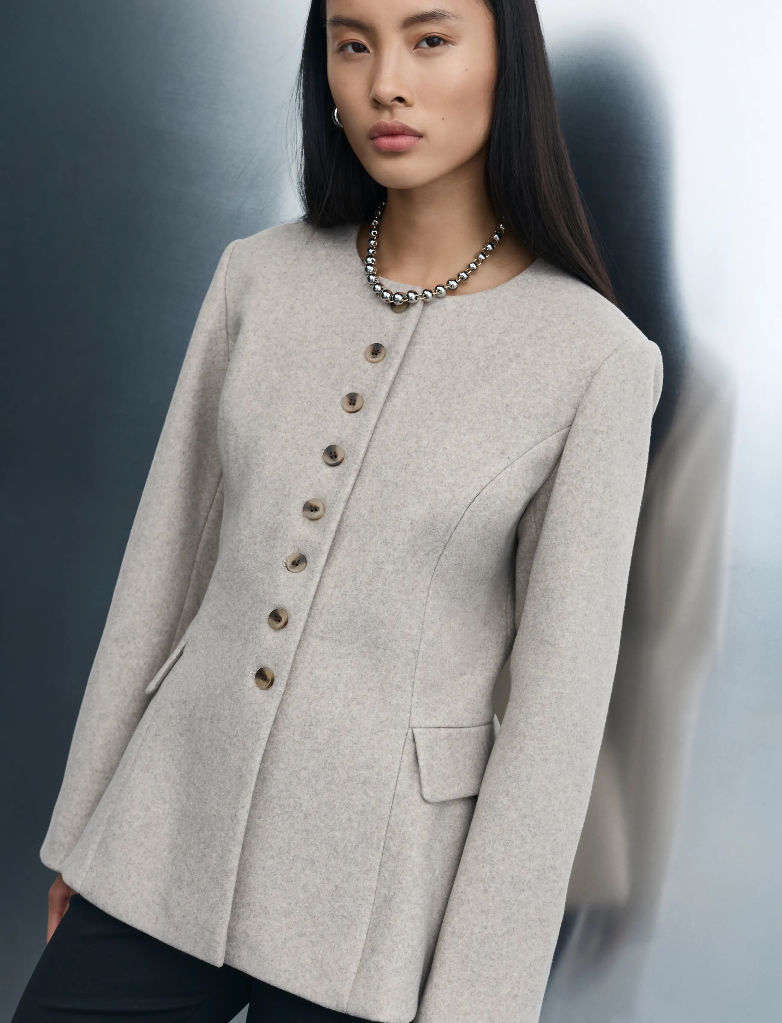 Vila - VIZIKKA L/S WAIST JACKET/BFS - natural melange - 5