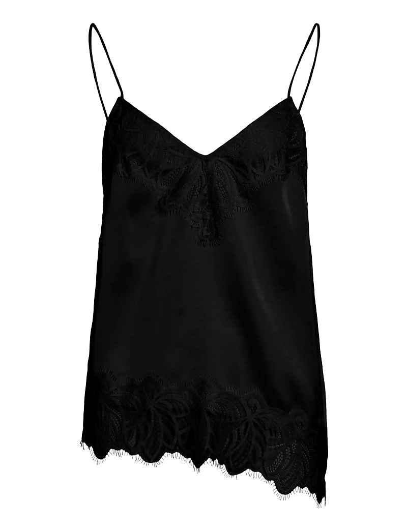 Vila - VILEA STRAP TOP - linnen - black - 0