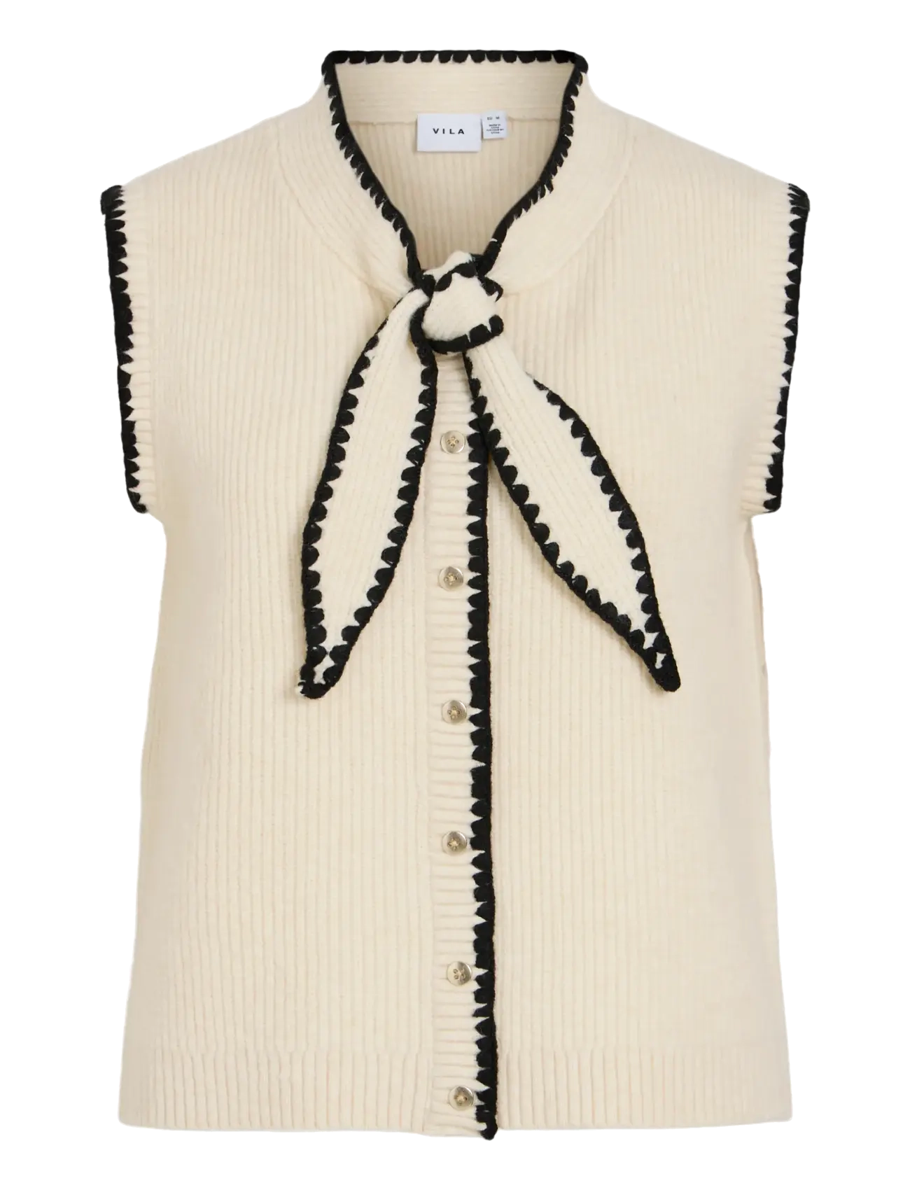 Vila VICELESTE S/L TIE KNIT TOP/RF - Streetstyle - BIRCH / cream