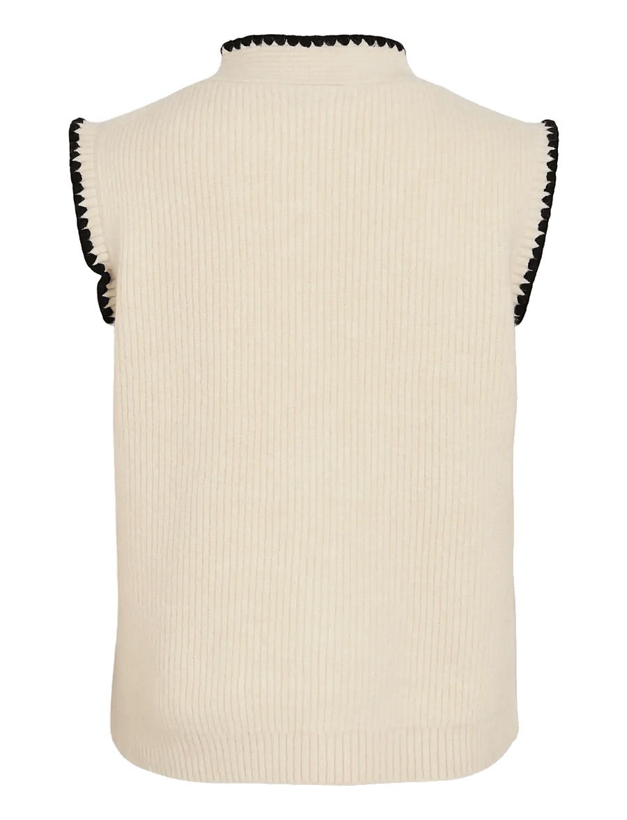 Vila - VICELESTE S/L TIE KNIT TOP/RF - strikveste - birch - 1