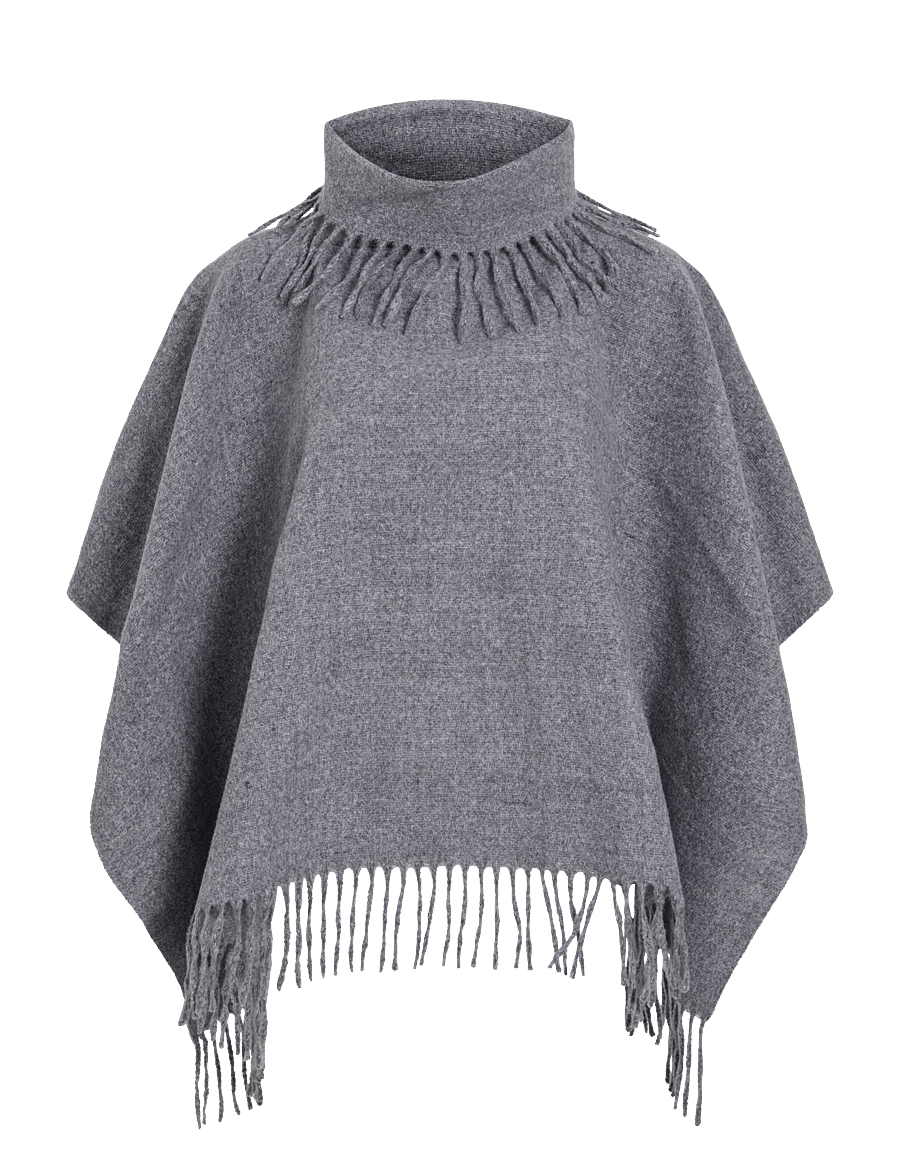 Vila - VIFJOLIRA EA HIGH NECK PONCHO/EF - pontšod ja keebid - dark natural melange - 0