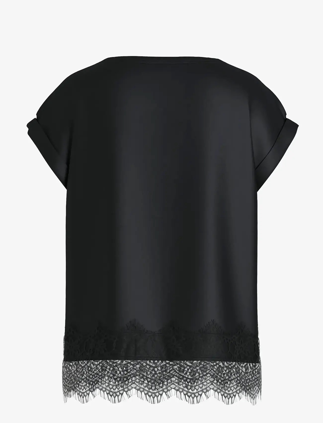 Vila - VIELLETTE S/S FULL SATIN LACE TOP - NOOS - t-shirts - black beauty - 2
