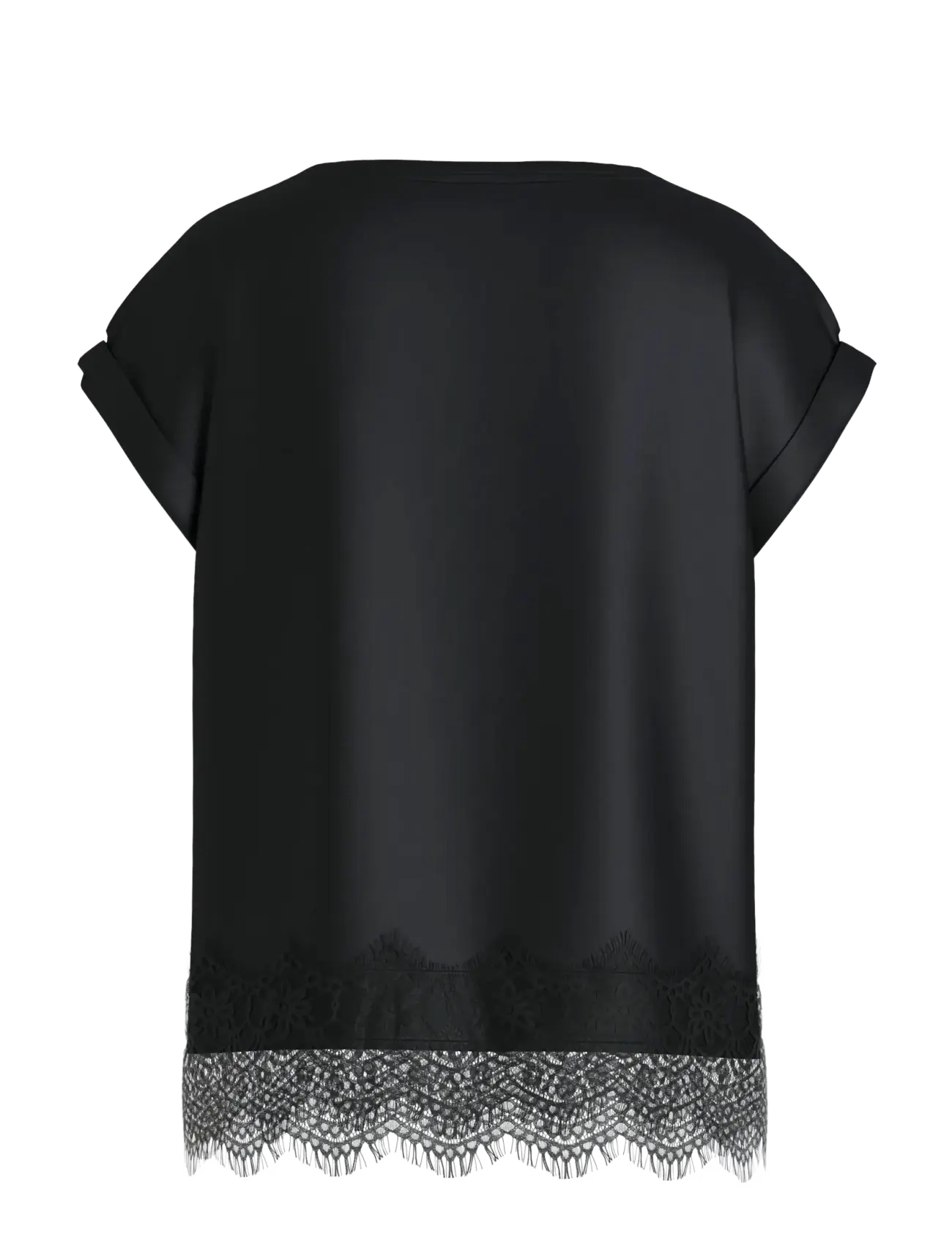 Vila - VIELLETTE S/S FULL SATIN LACE TOP - NOOS - t-shirts - black beauty - 2