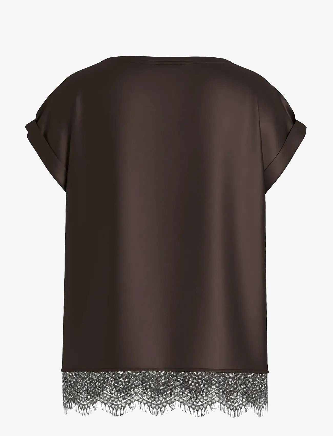 Vila - VIELLETTE S/S FULL SATIN LACE TOP - NOOS - t-shirts - coffee bean - 2