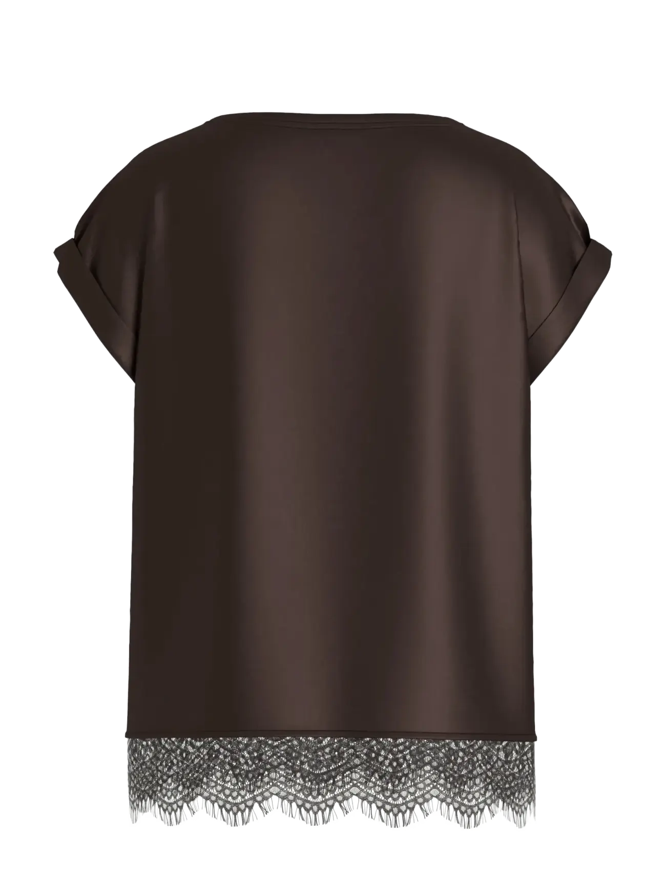 Vila - VIELLETTE S/S FULL SATIN LACE TOP - NOOS - t-shirts - coffee bean - 2