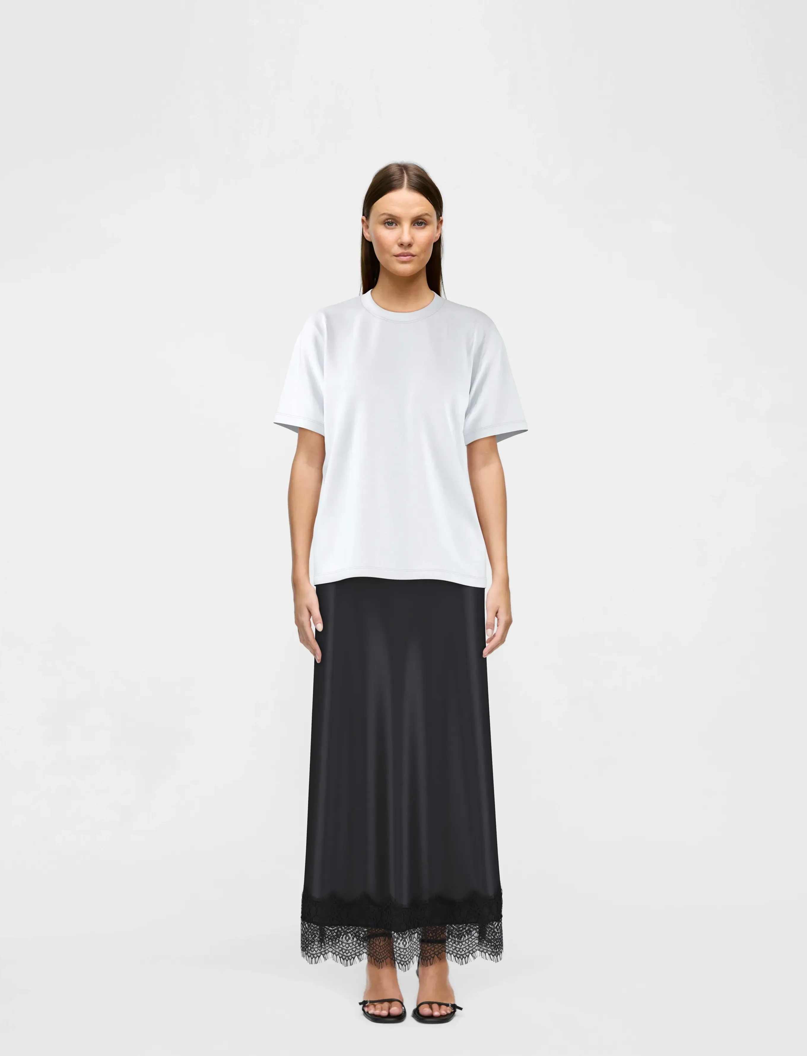 Vila VIELLETTE HW ANKLE LACE SKIRT - NOOS - Seelikud - BLACK BEAUTY / black