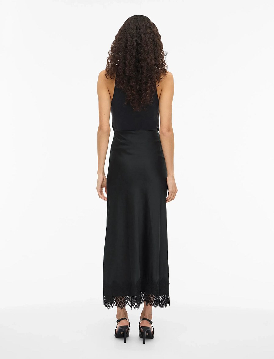Vila - VIELLETTE HW ANKLE LACE SKIRT - NOOS - satiinseelikud - black beauty - 3