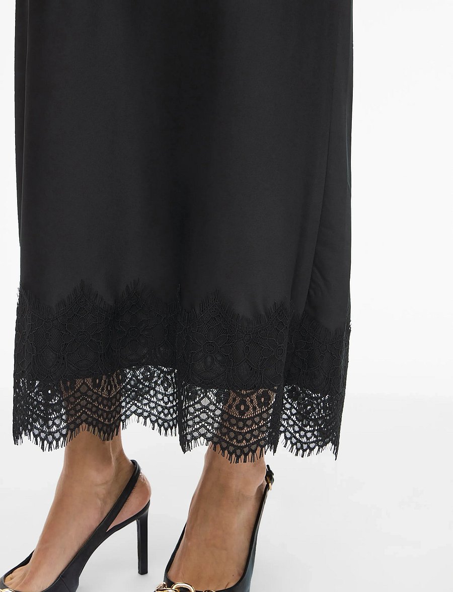 Vila - VIELLETTE HW ANKLE LACE SKIRT - NOOS - satiinseelikud - black beauty - 5