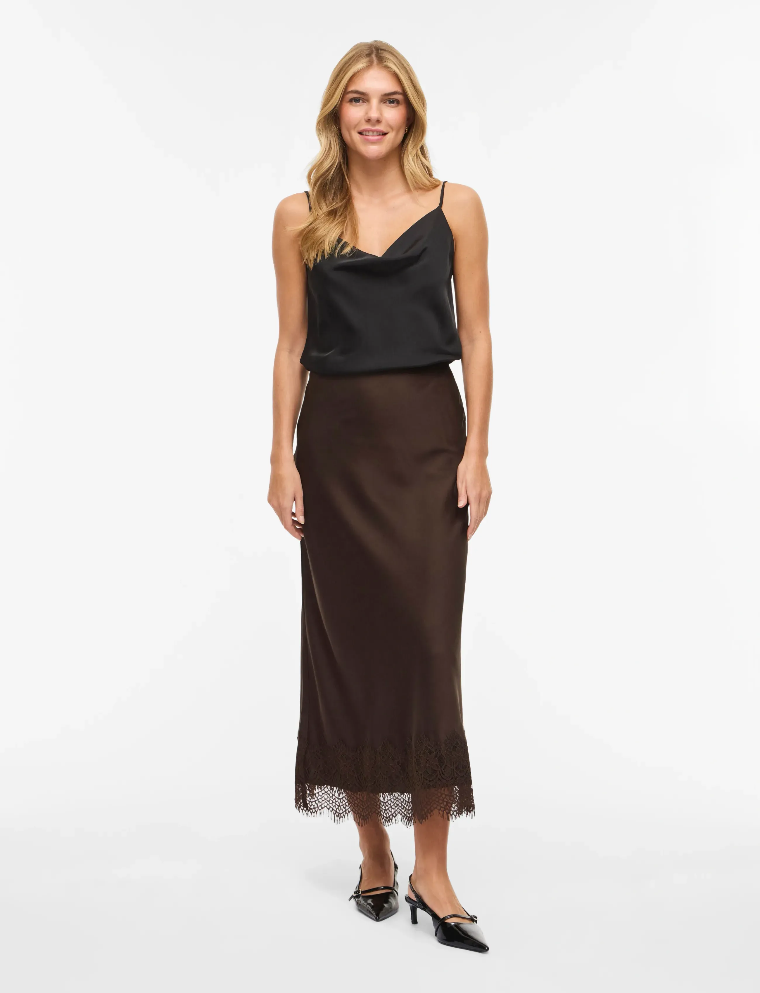 Vila - VIELLETTE HW ANKLE LACE SKIRT - NOOS - maxi pils - coffee bean - 4