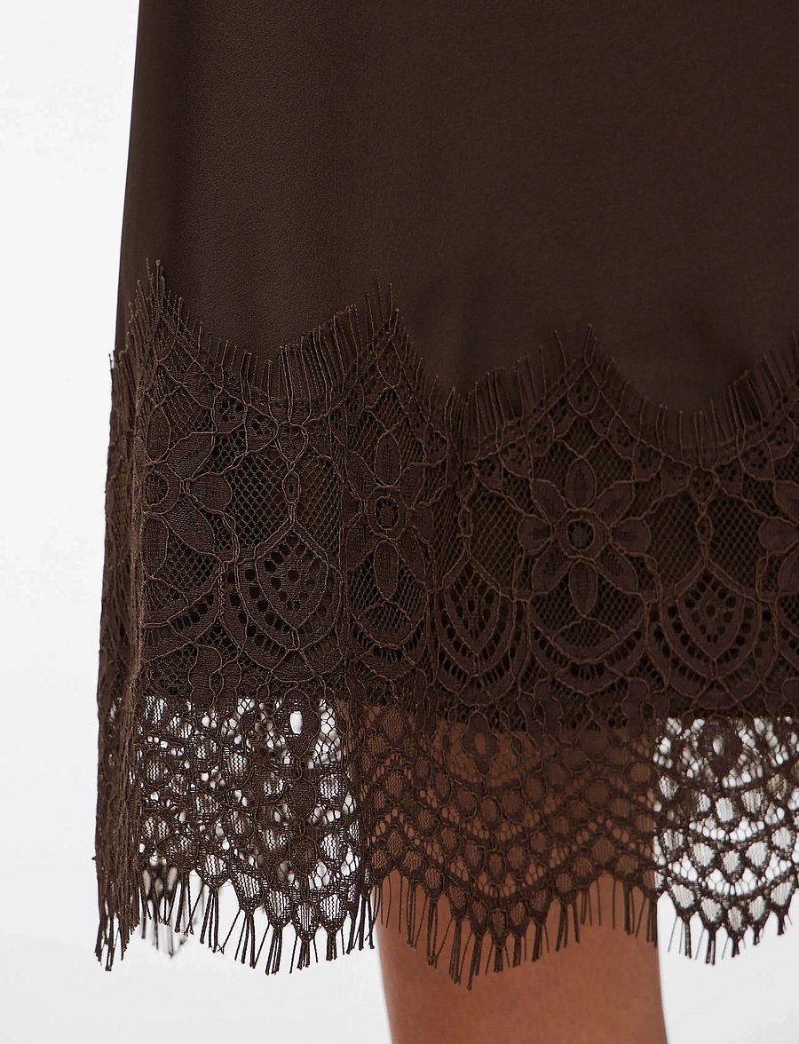 Vila - VIELLETTE HW ANKLE LACE SKIRT - NOOS - satiinseelikud - coffee bean - 5