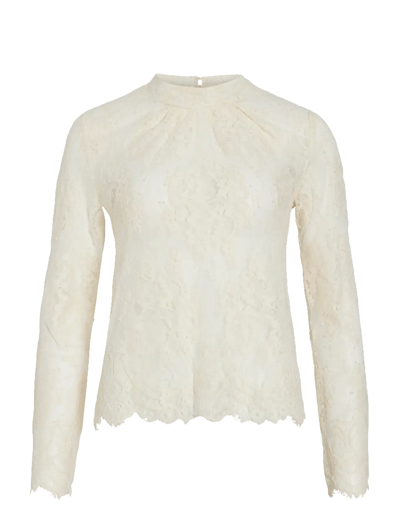 Vila - VICARRIE L/S LACE TOP - långärmade blusar - birch - 1