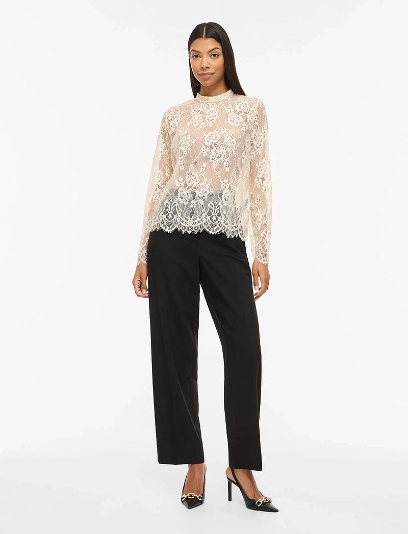 Vila - VICARRIE L/S LACE TOP - langærmede bluser - birch - 4