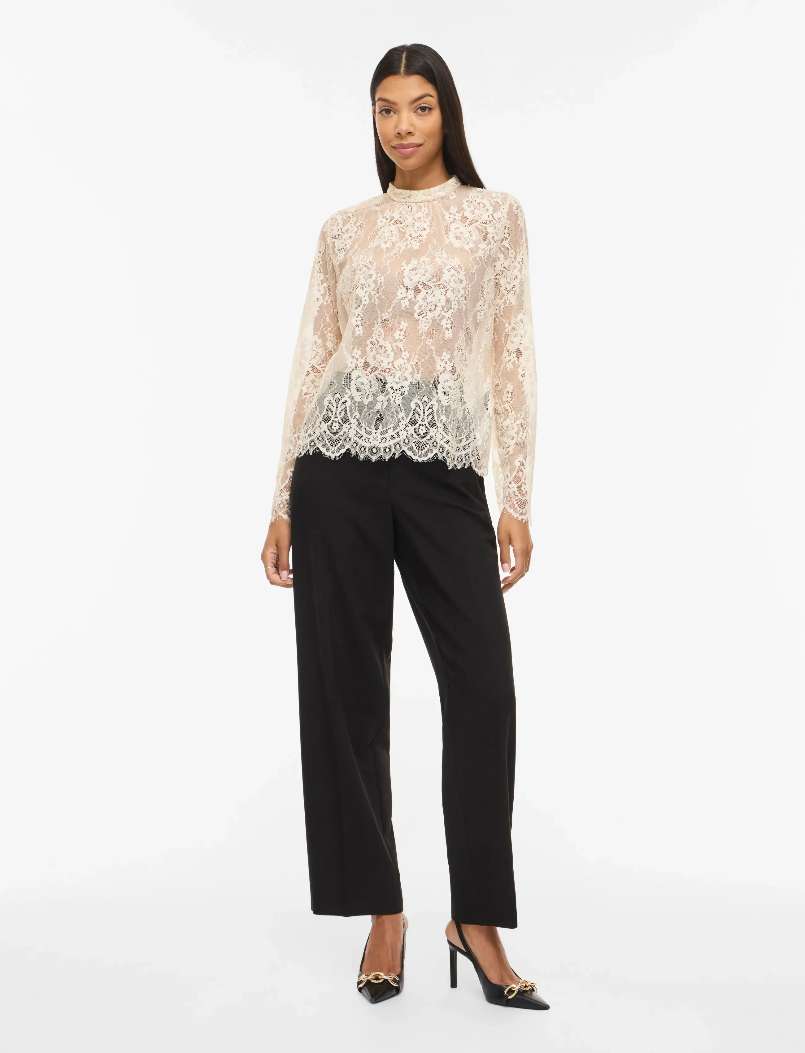 Vila - VICARRIE L/S LACE TOP - birch - 4