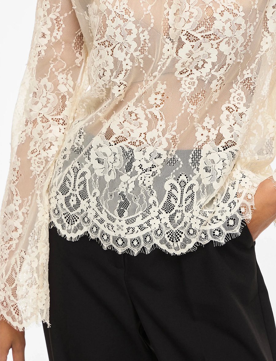 Vila - VICARRIE L/S LACE TOP - birch - 5