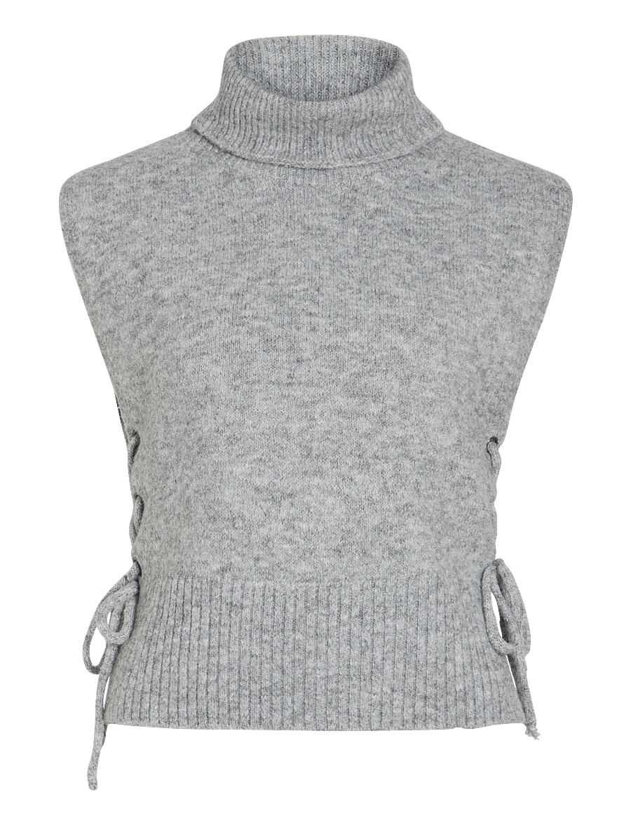 Vila - VILYLA LACE UP COLLAR/EF - strickwesten - light grey melange - 0