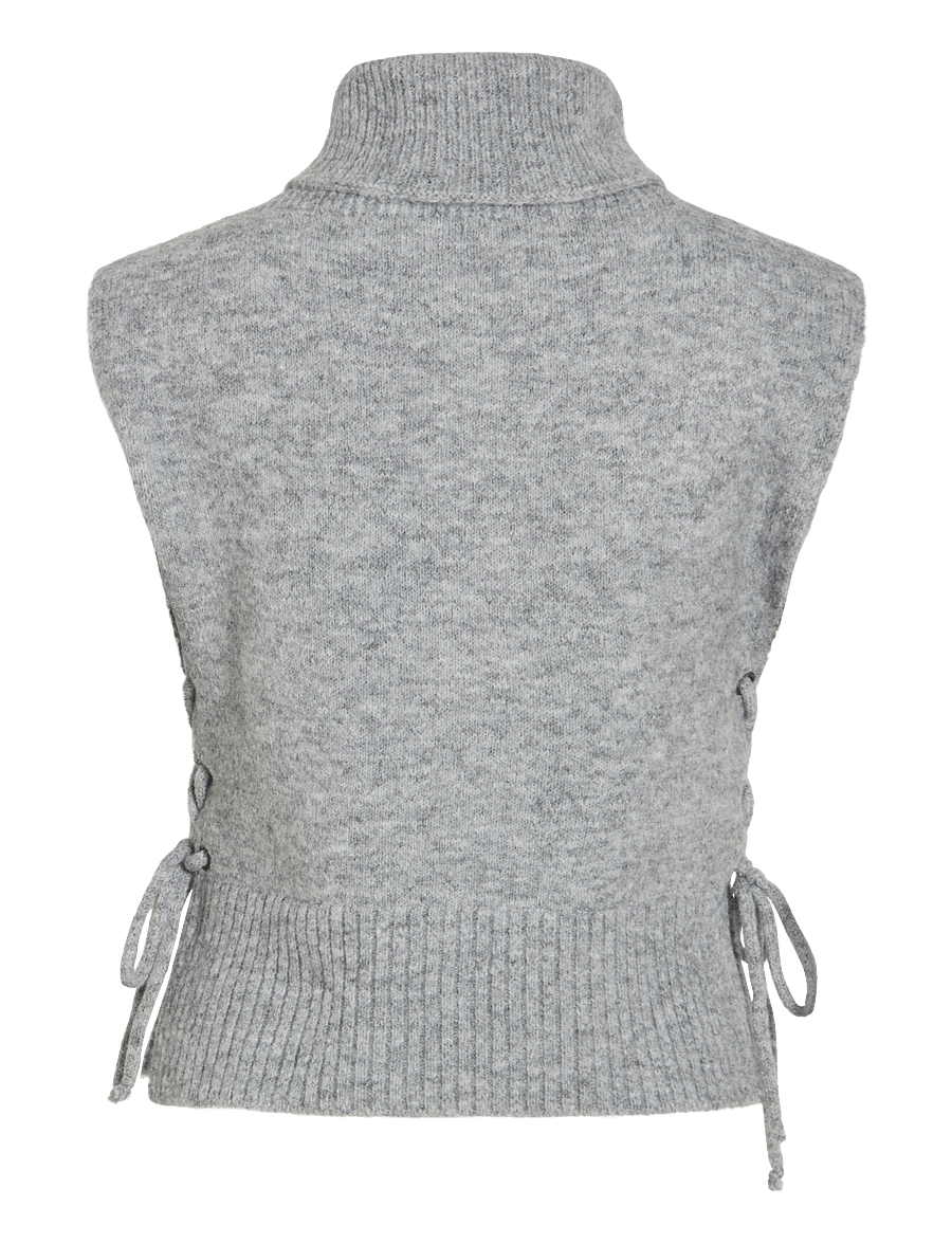 Vila - VILYLA LACE UP COLLAR/EF - strickwesten - light grey melange - 1