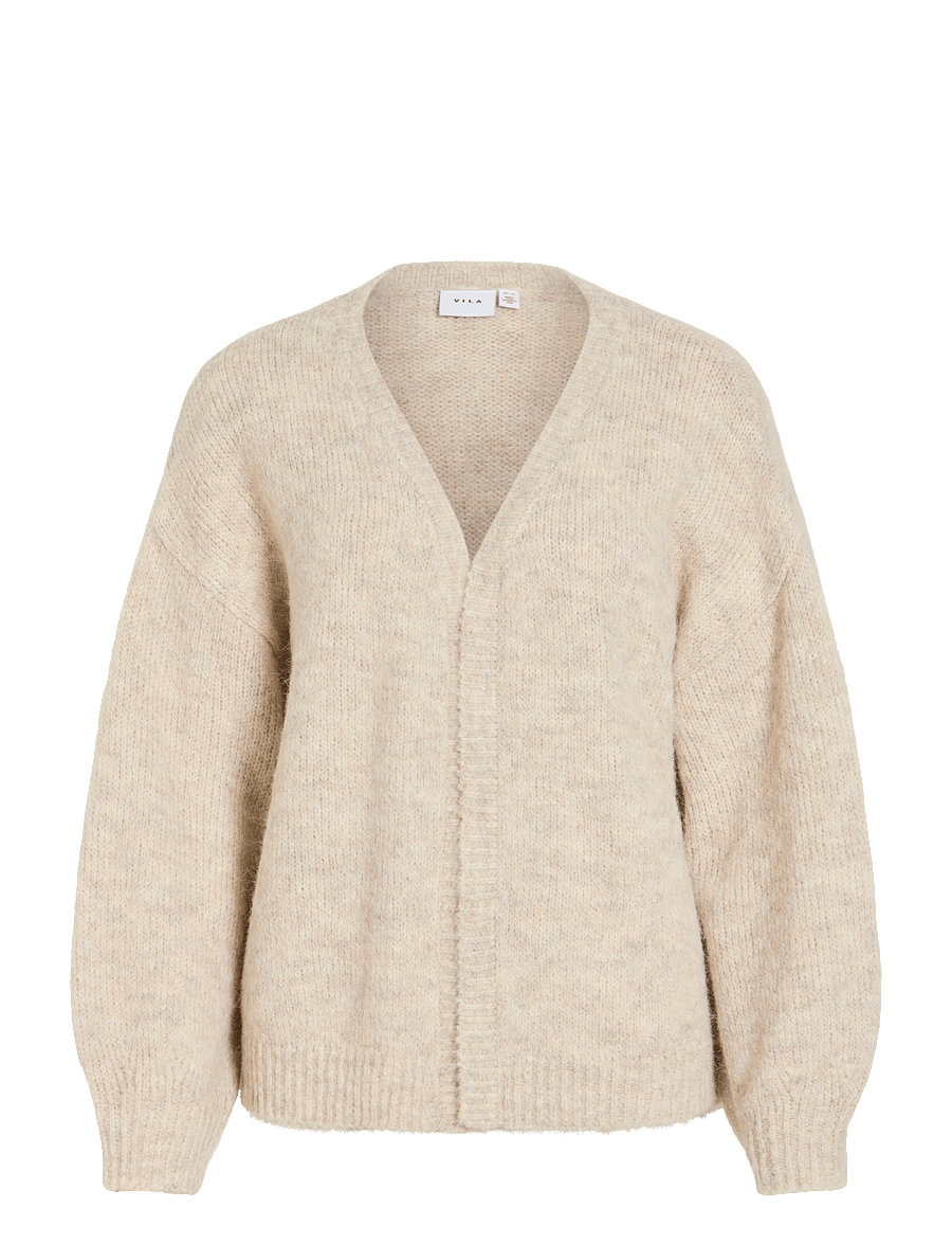 Vila - VILAMPE OPEN L/S KNIT CARDIGAN-NOOS - strickjacken - super light natural melan - 1