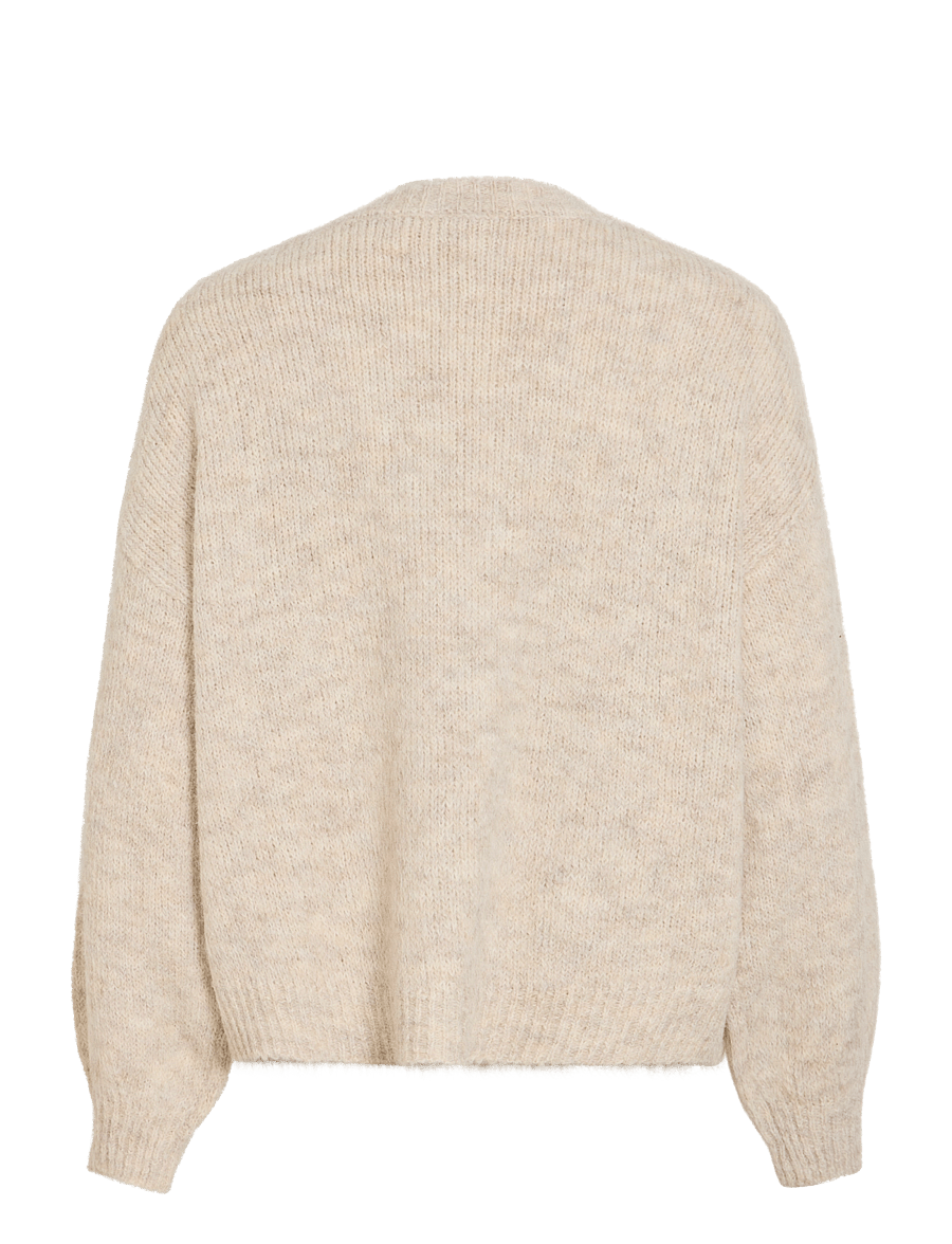 Vila - VILAMPE OPEN L/S KNIT CARDIGAN-NOOS - strickjacken - super light natural melan - 2
