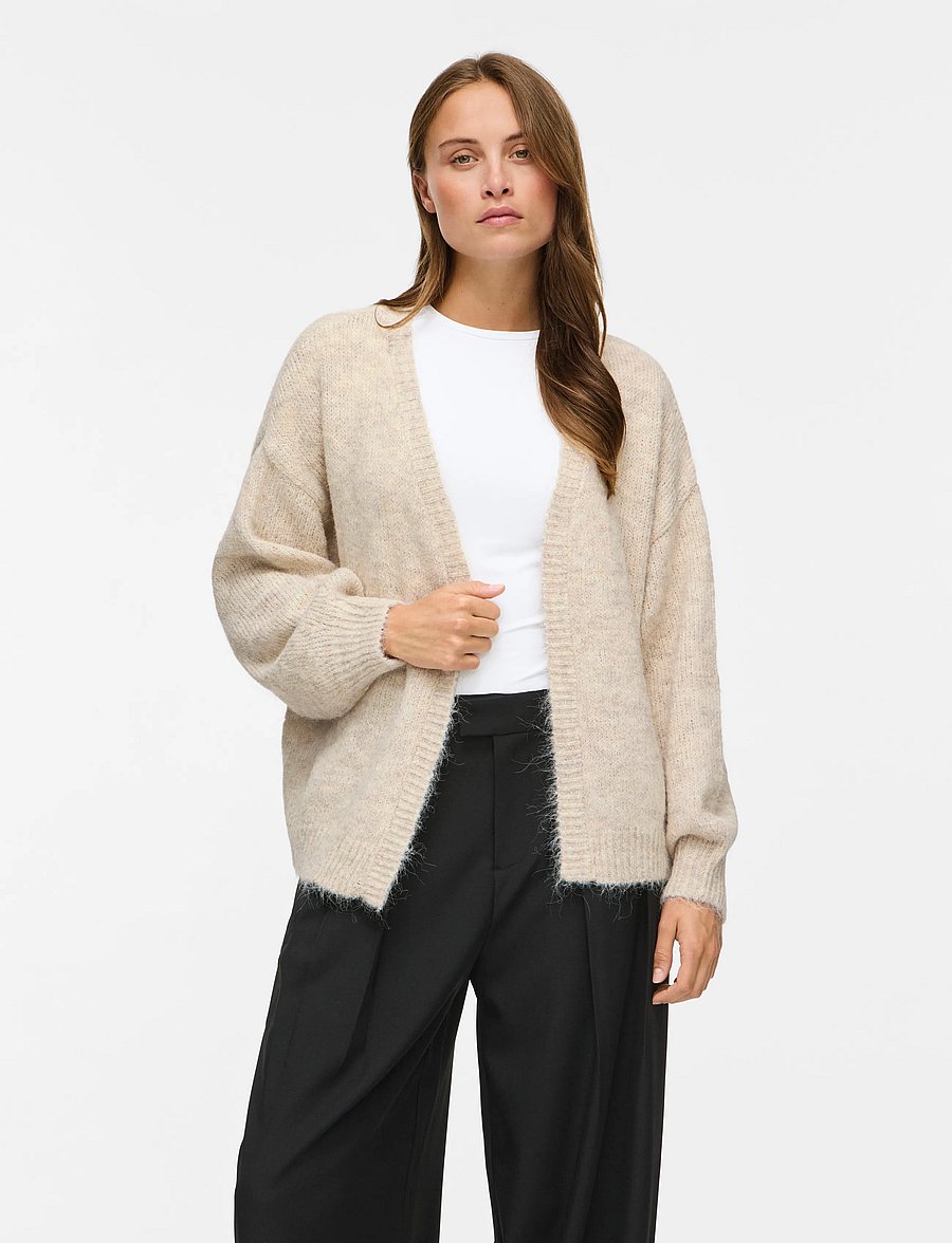 Vila - VILAMPE OPEN L/S KNIT CARDIGAN-NOOS - strickjacken - super light natural melan - 0