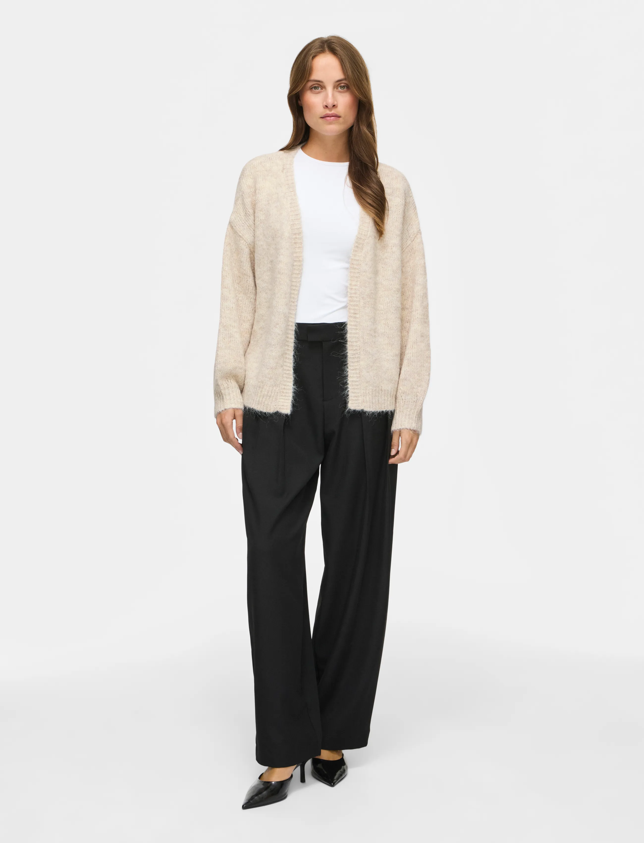 Vila - VILAMPE OPEN L/S KNIT CARDIGAN-NOOS - super light natural melan - 4