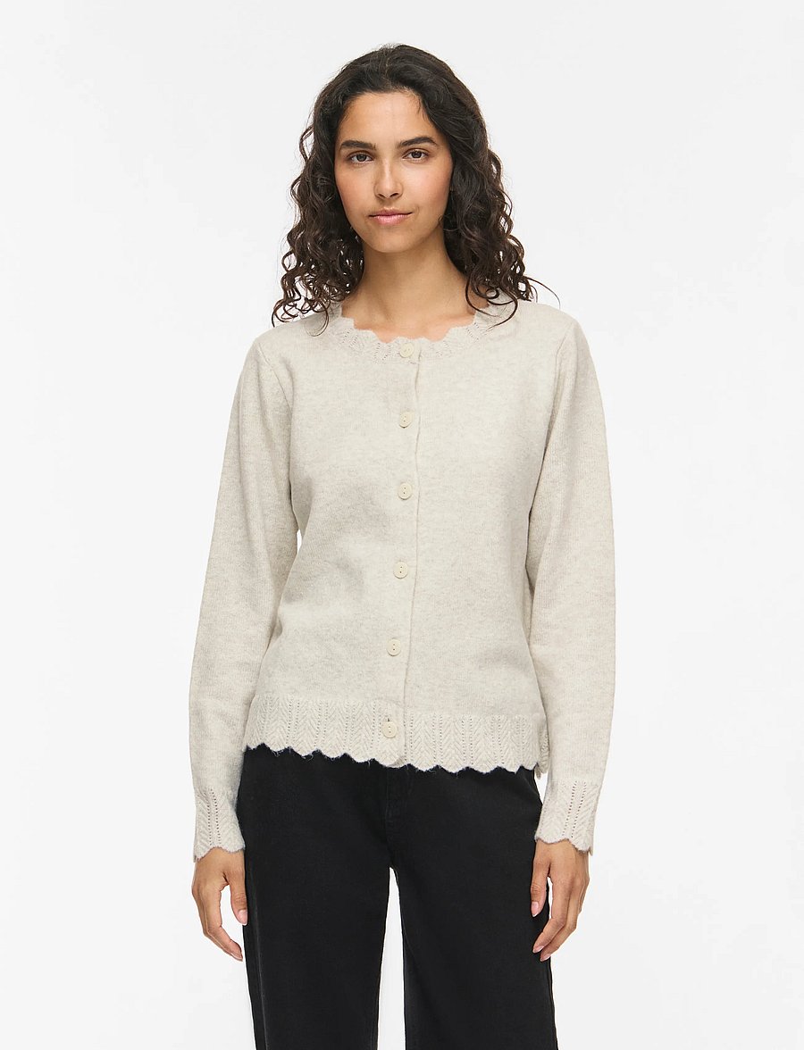 Vila - VINIKOLINA L/S O-NECK KNIT CARDIGAN-NOOS - strickjacken - super light natural melan - 0