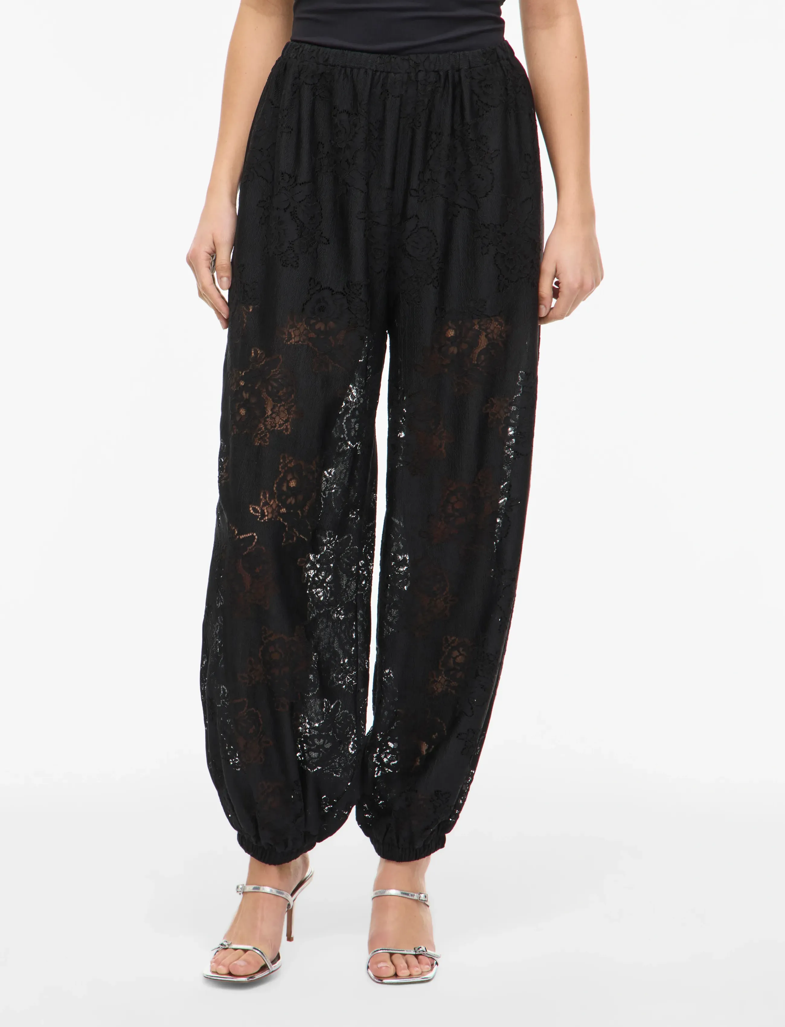 Vila VILALA LACE BALLOON PANTS - Püksid - BLACK / black