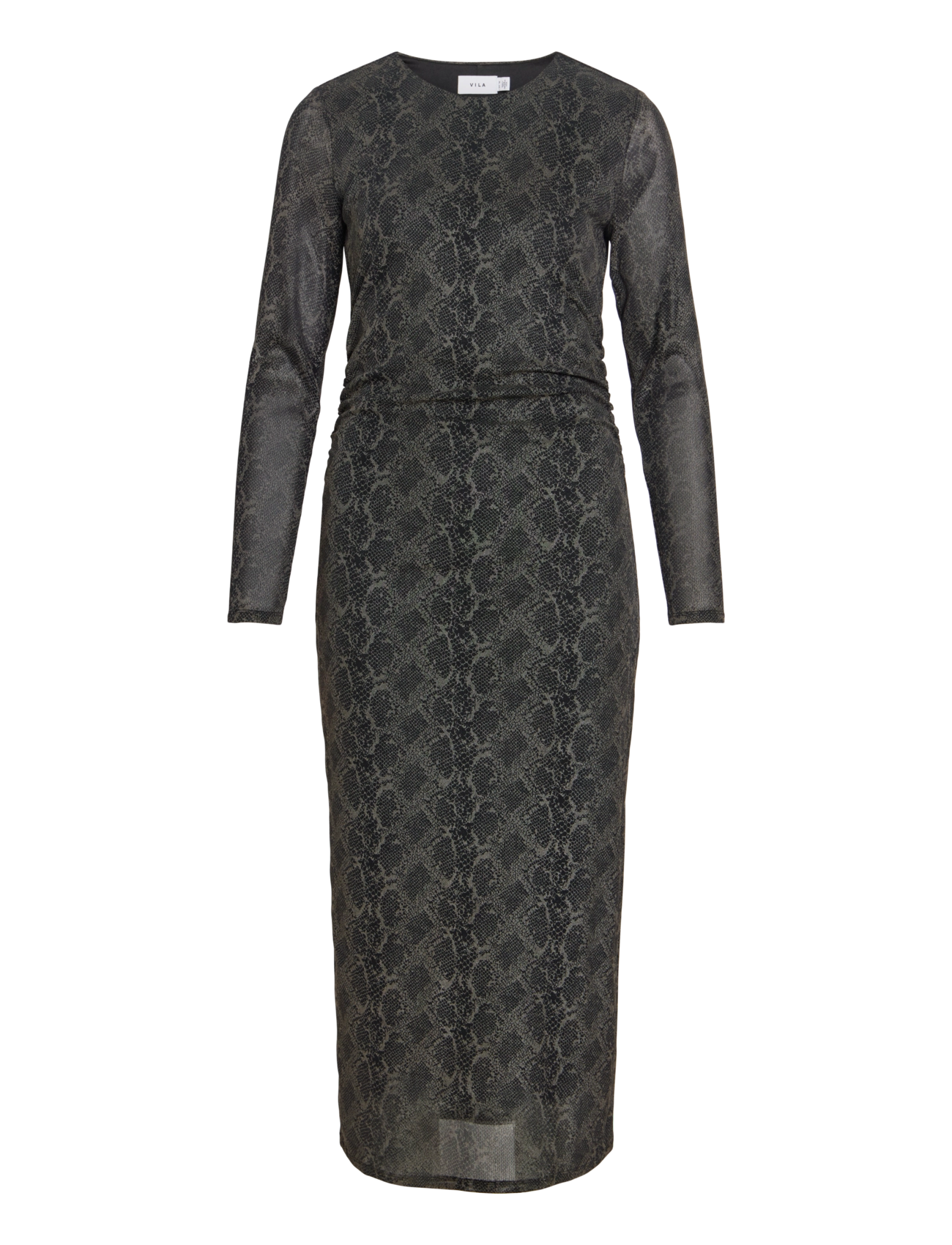 Vila - VICARINI O-NECK L/S MIDI DRESS/BFS - midi kjoler - black beauty - 1