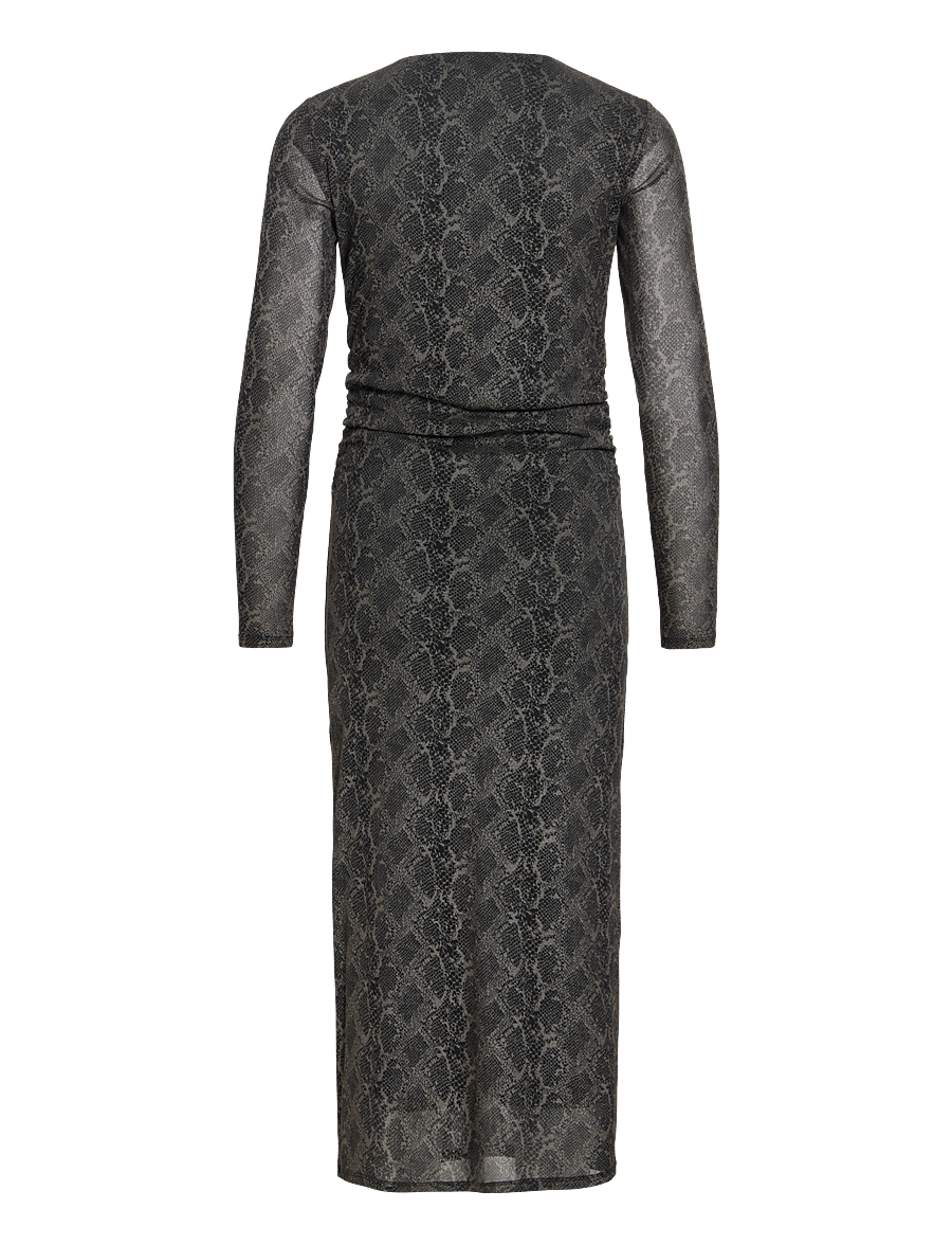 Vila - VICARINI O-NECK L/S MIDI DRESS/BFS - midi kjoler - black beauty - 2