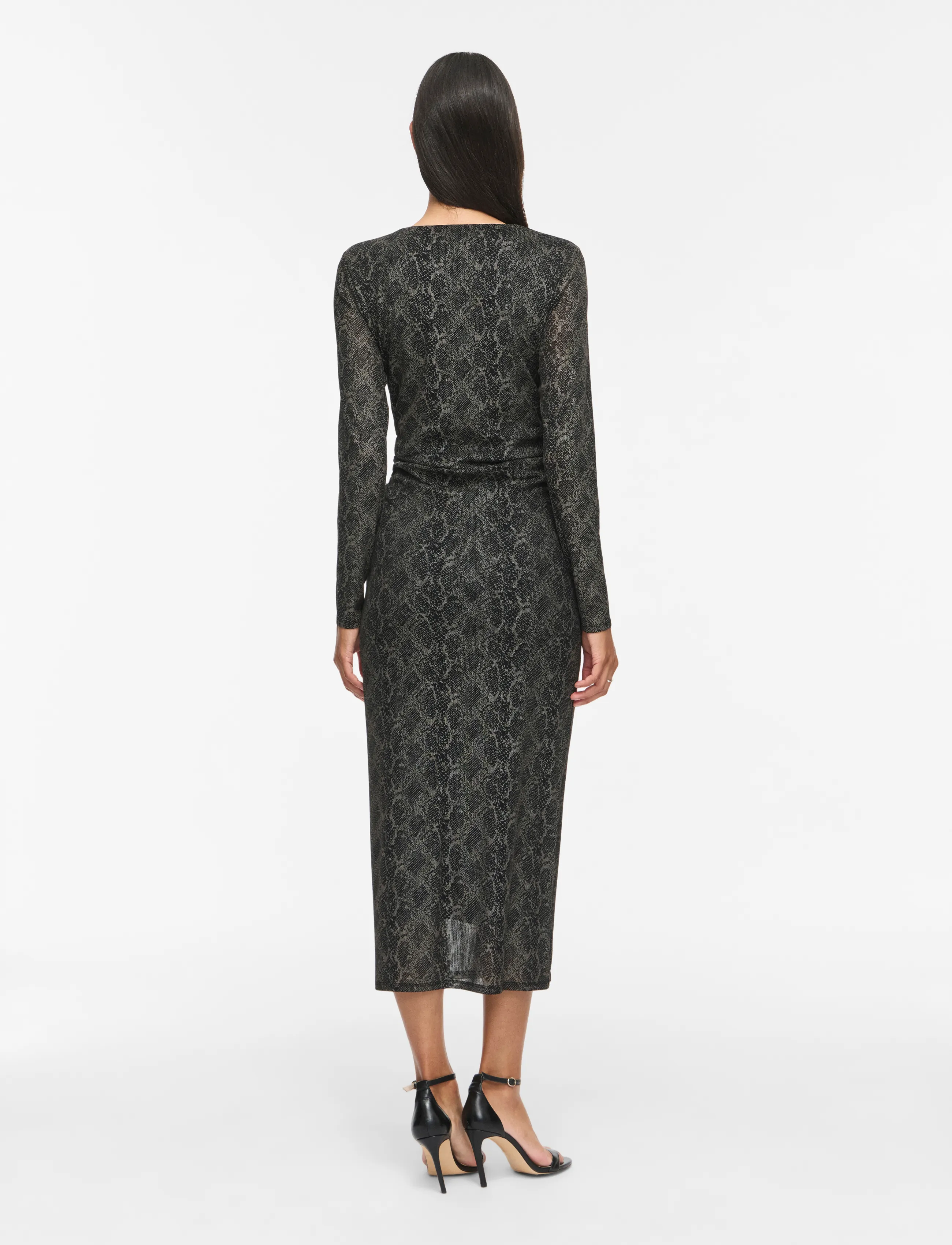 Vila - VICARINI O-NECK L/S MIDI DRESS/BFS - midi kjoler - black beauty - 3