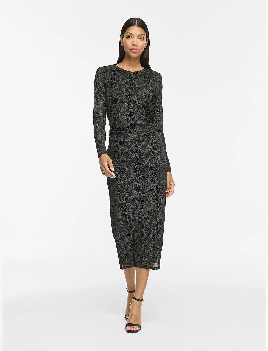 Vila - VICARINI O-NECK L/S MIDI DRESS/BFS - midi kjoler - black beauty - 4
