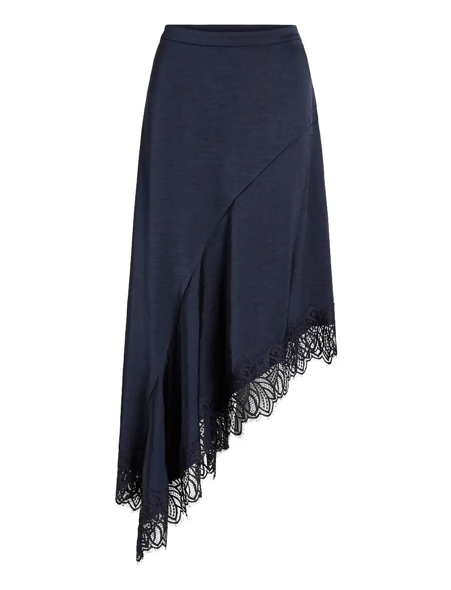 Vila - VILEA HIGH LOW LACE SKIRT - satinnederdele - navy blazer - 1