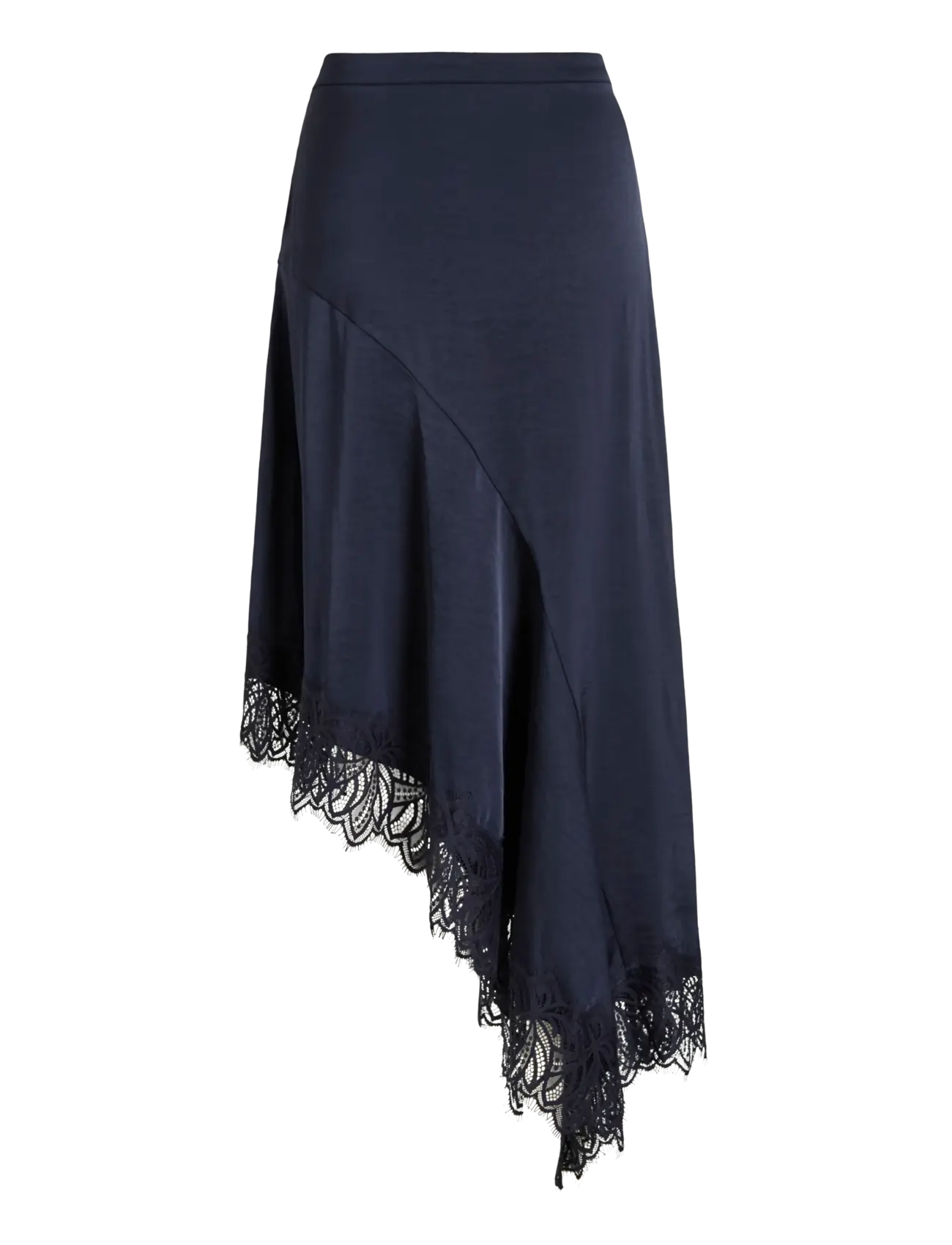 Vila - VILEA HIGH LOW LACE SKIRT - satin skirts - navy blazer - 2