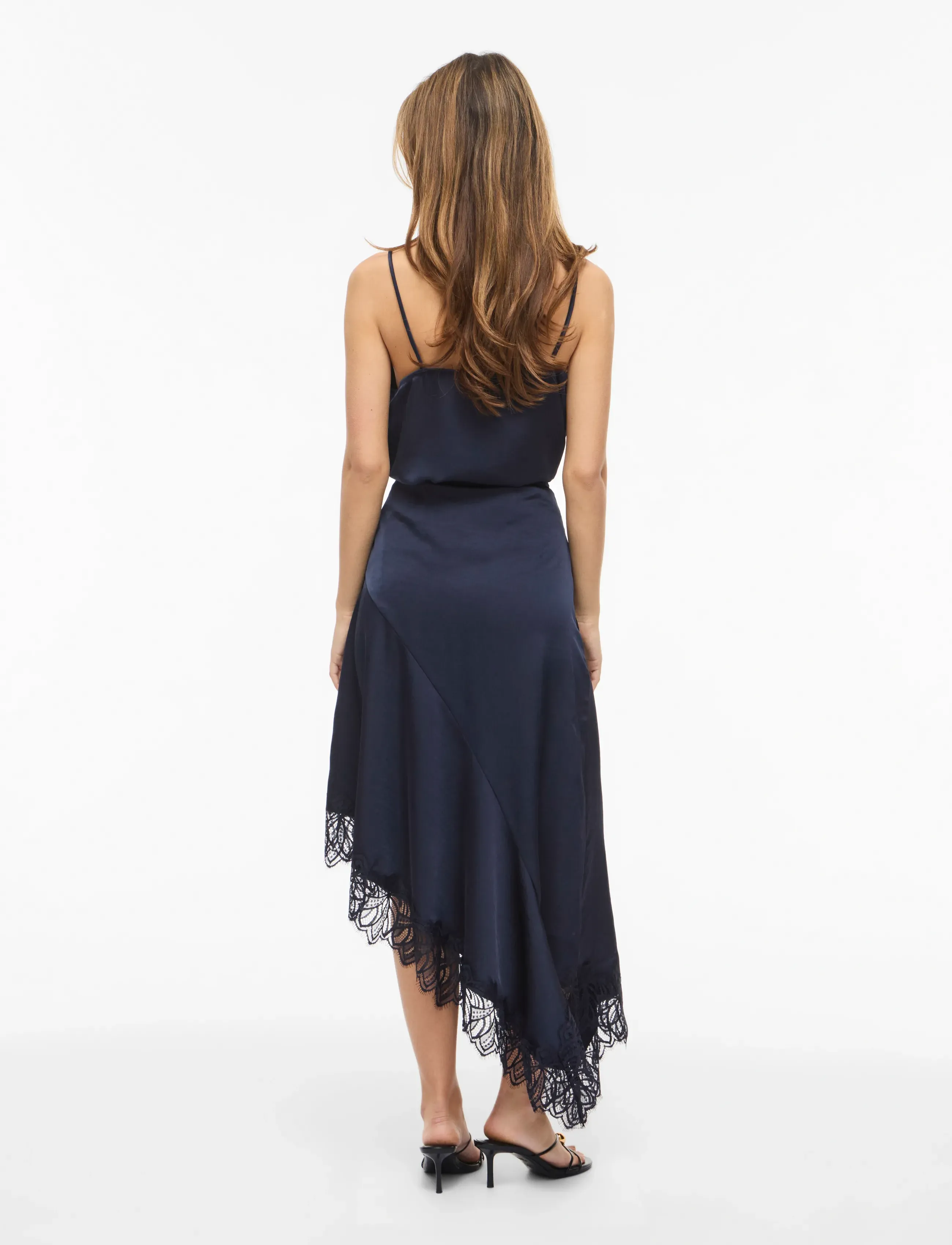 Vila - VILEA HIGH LOW LACE SKIRT - satin skirts - navy blazer - 3