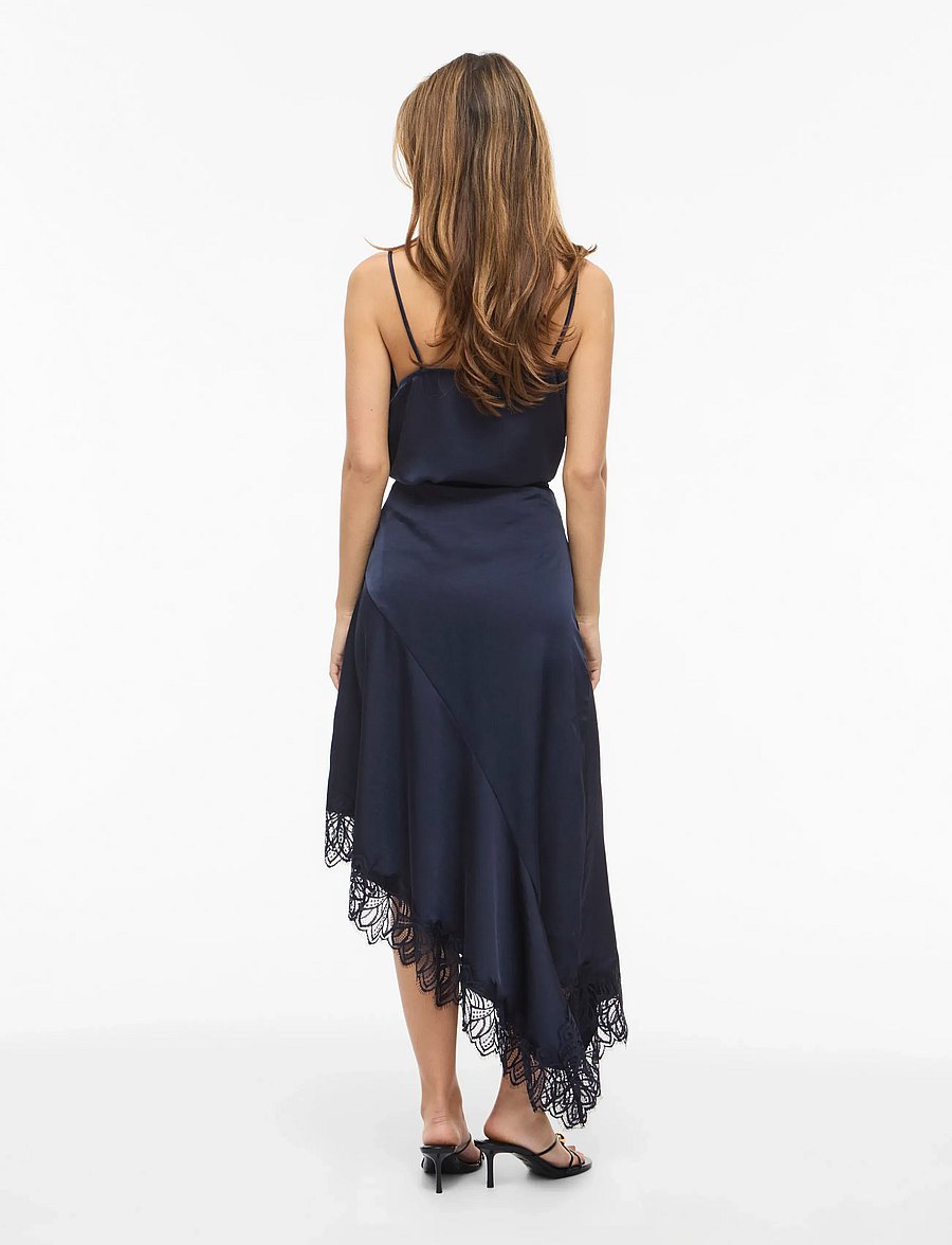 Vila - VILEA HIGH LOW LACE SKIRT - satinnederdele - navy blazer - 3