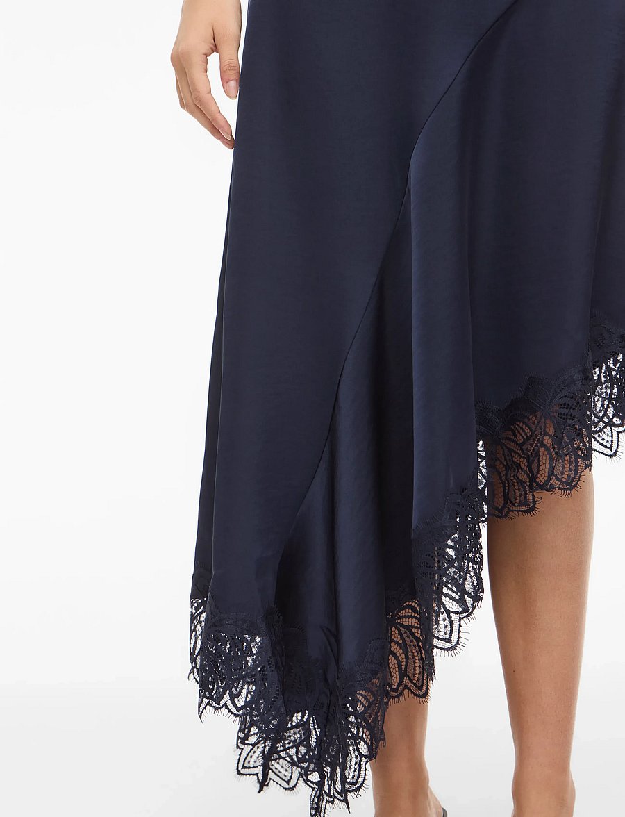 Vila - VILEA HIGH LOW LACE SKIRT - satinnederdele - navy blazer - 5