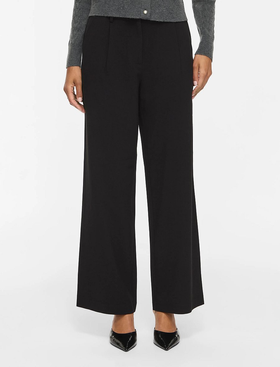 Vila - VIKARI RW WIDE WVN PANT - NOOS - laia säärega püksid - black beauty - 0