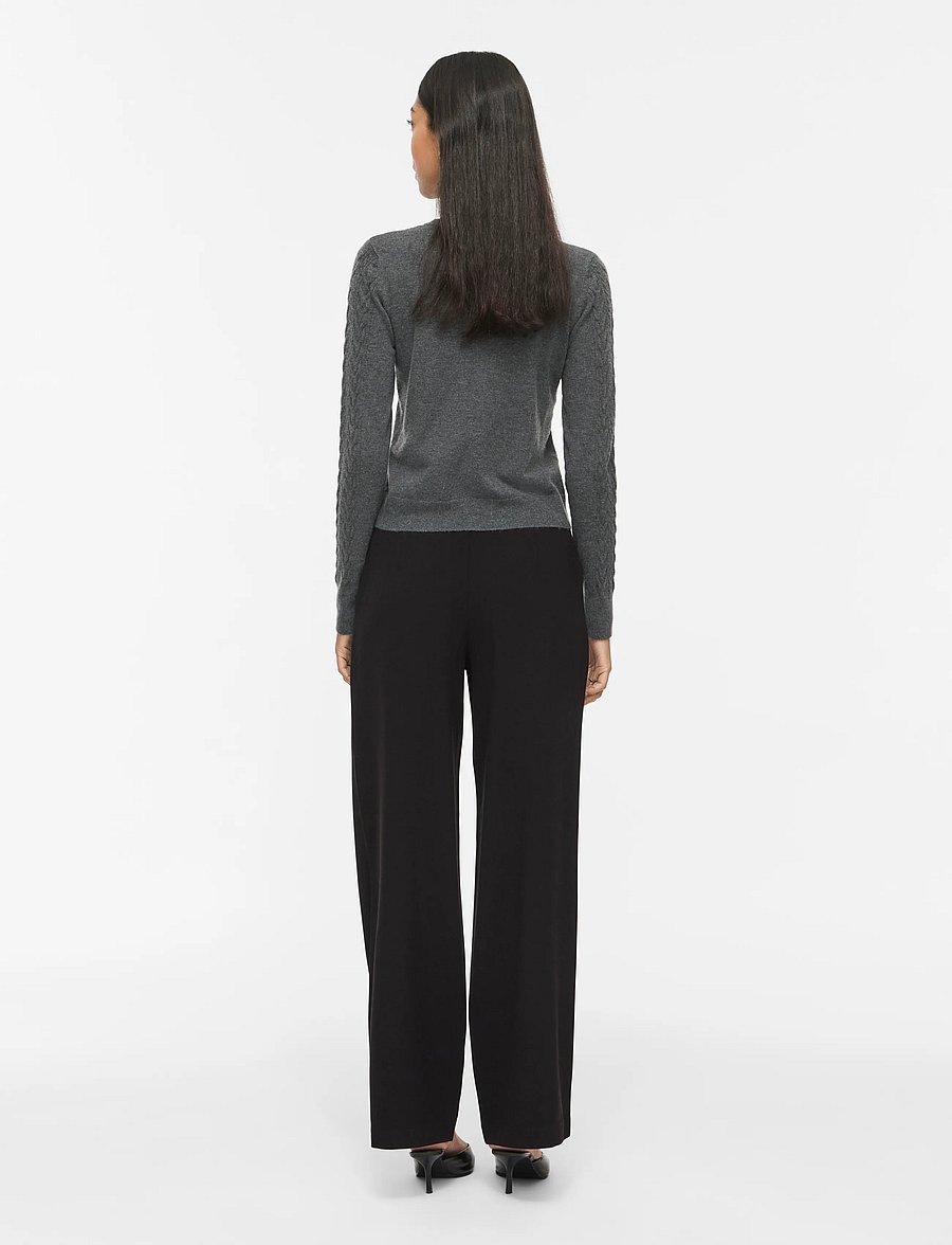 Vila - VIKARI RW WIDE WVN PANT - NOOS - laia säärega püksid - black beauty - 3