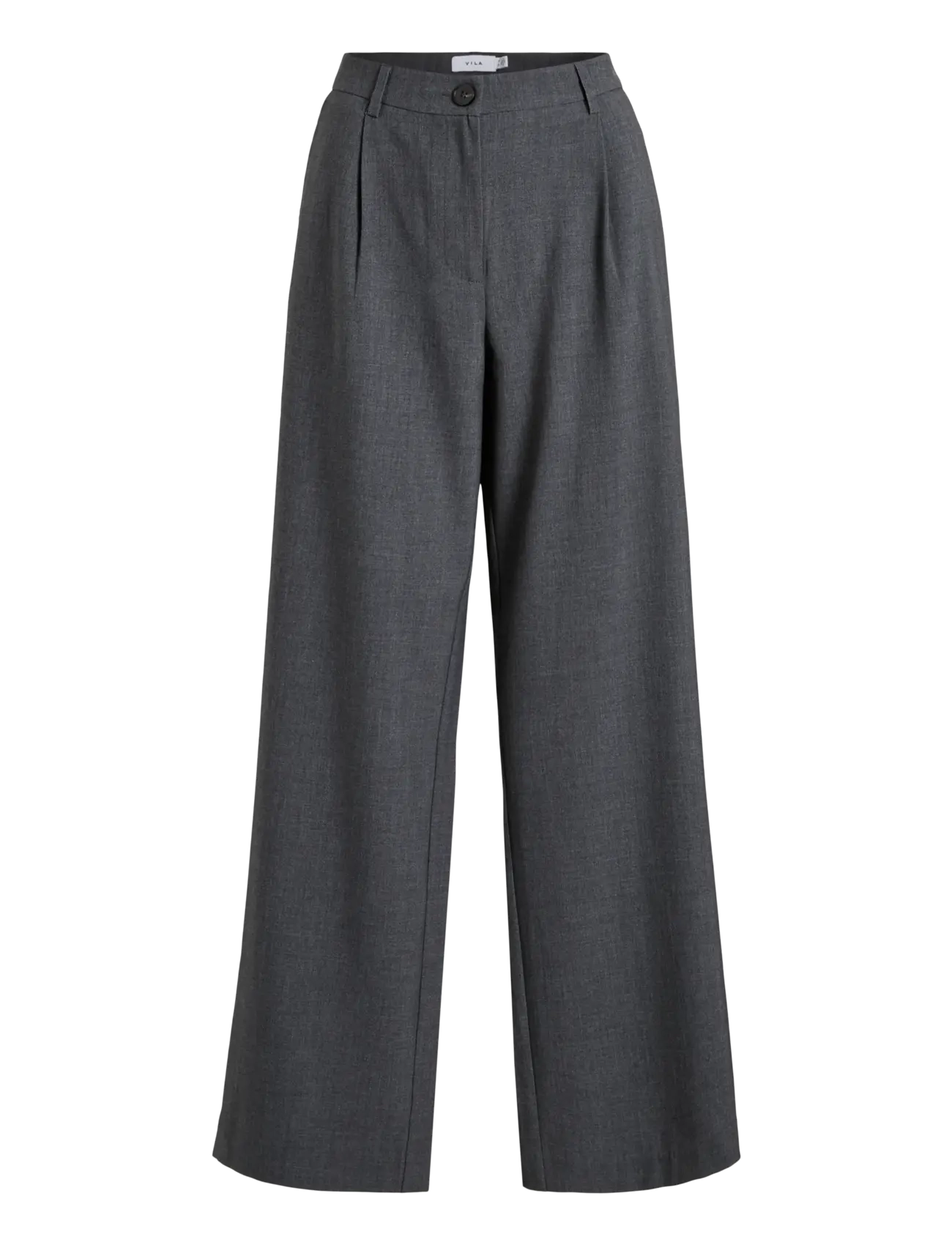 Vila VIKARI RW WIDE WVN PANT - NOOS - Vaatteet - DARK GREY MELANGE / grey