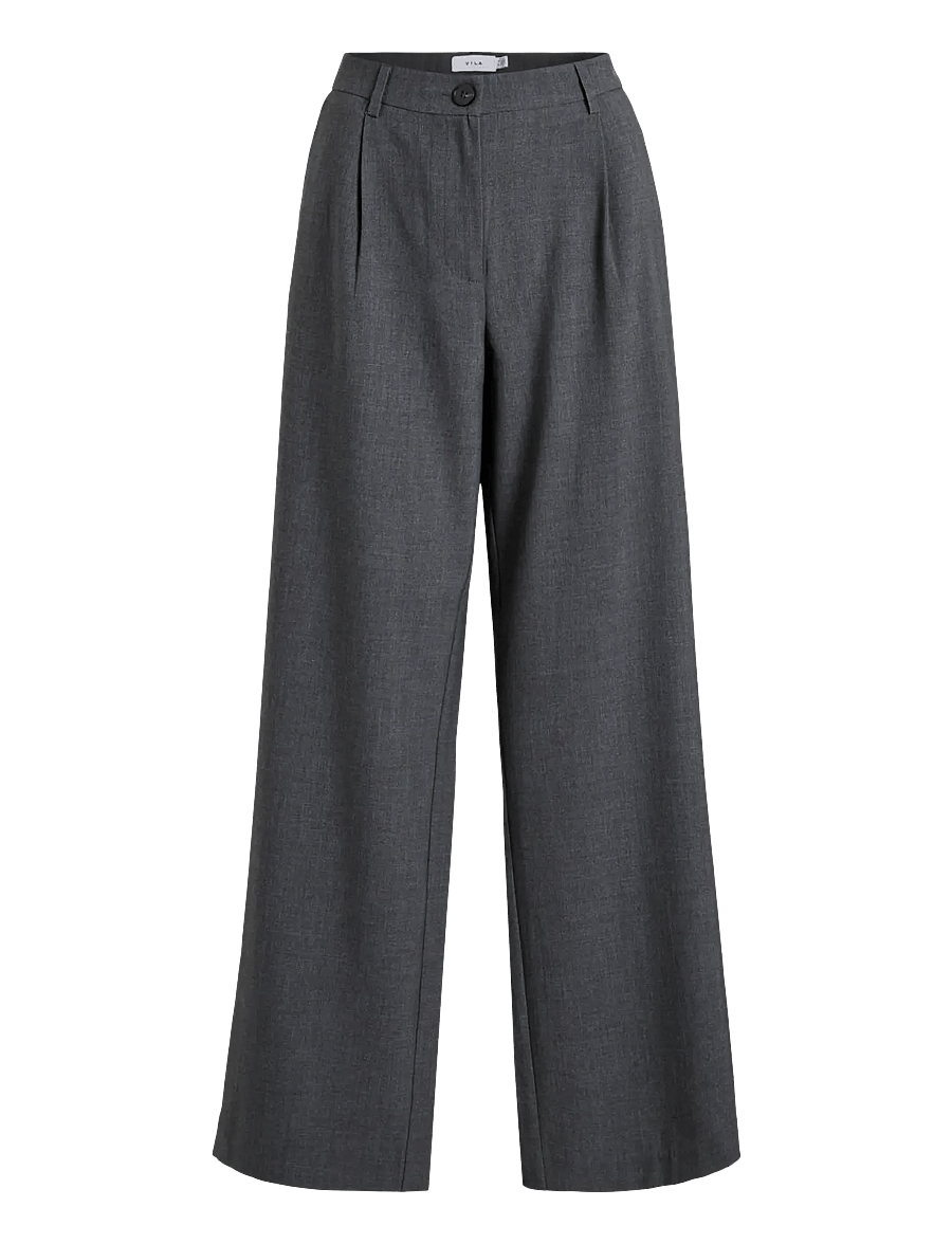 Vila - VIKARI RW WIDE WVN PANT - NOOS - bukser med brede ben - dark grey melange - 0