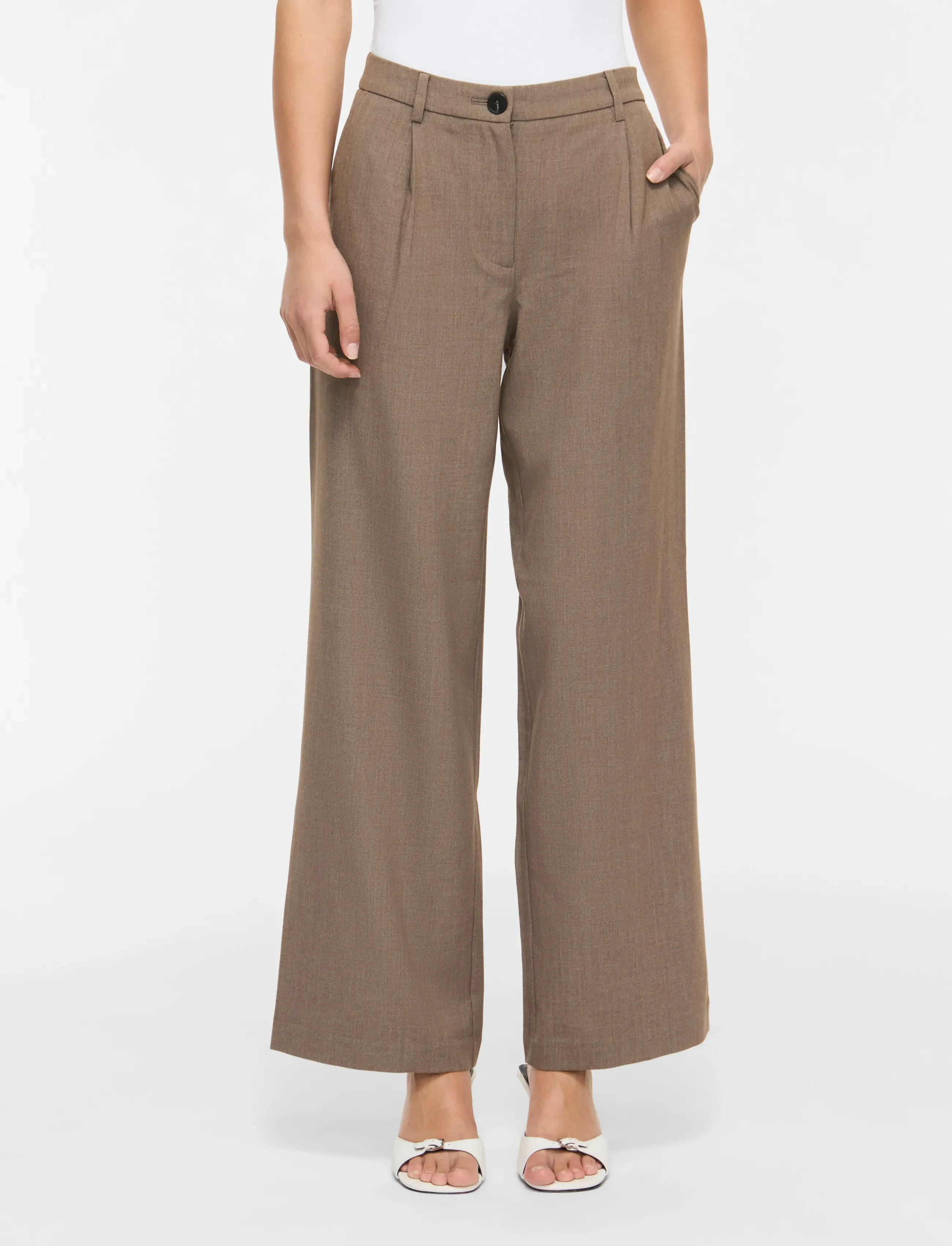 Vila Vikari Rw Wide Wvn Pant - Noos, 34 x 32, Brown, Bukser > Brede Ben, Dame
