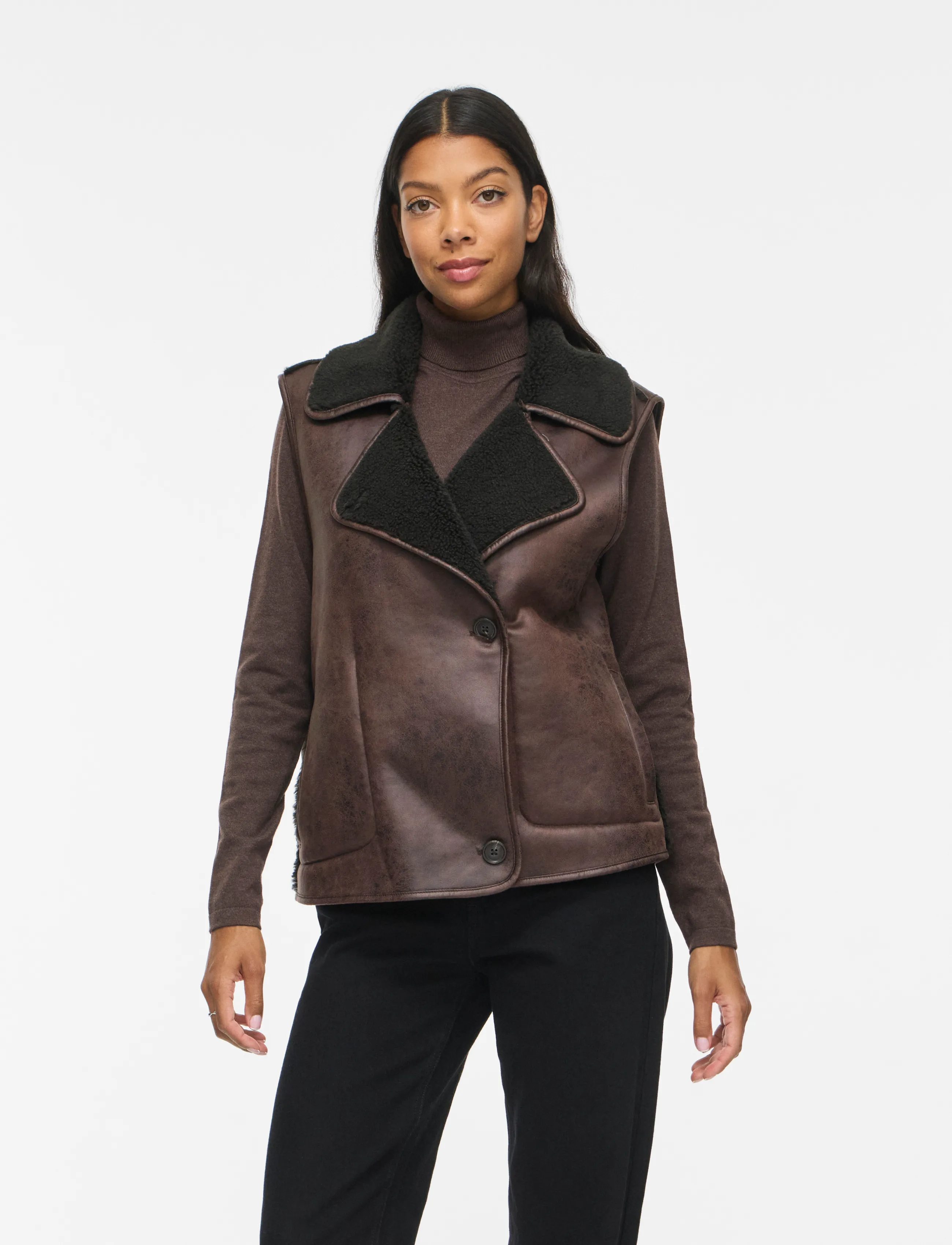 Vila - VIKADERA S/L SHEARLING VEST /OTW - teddy-vestid - demitasse - 0