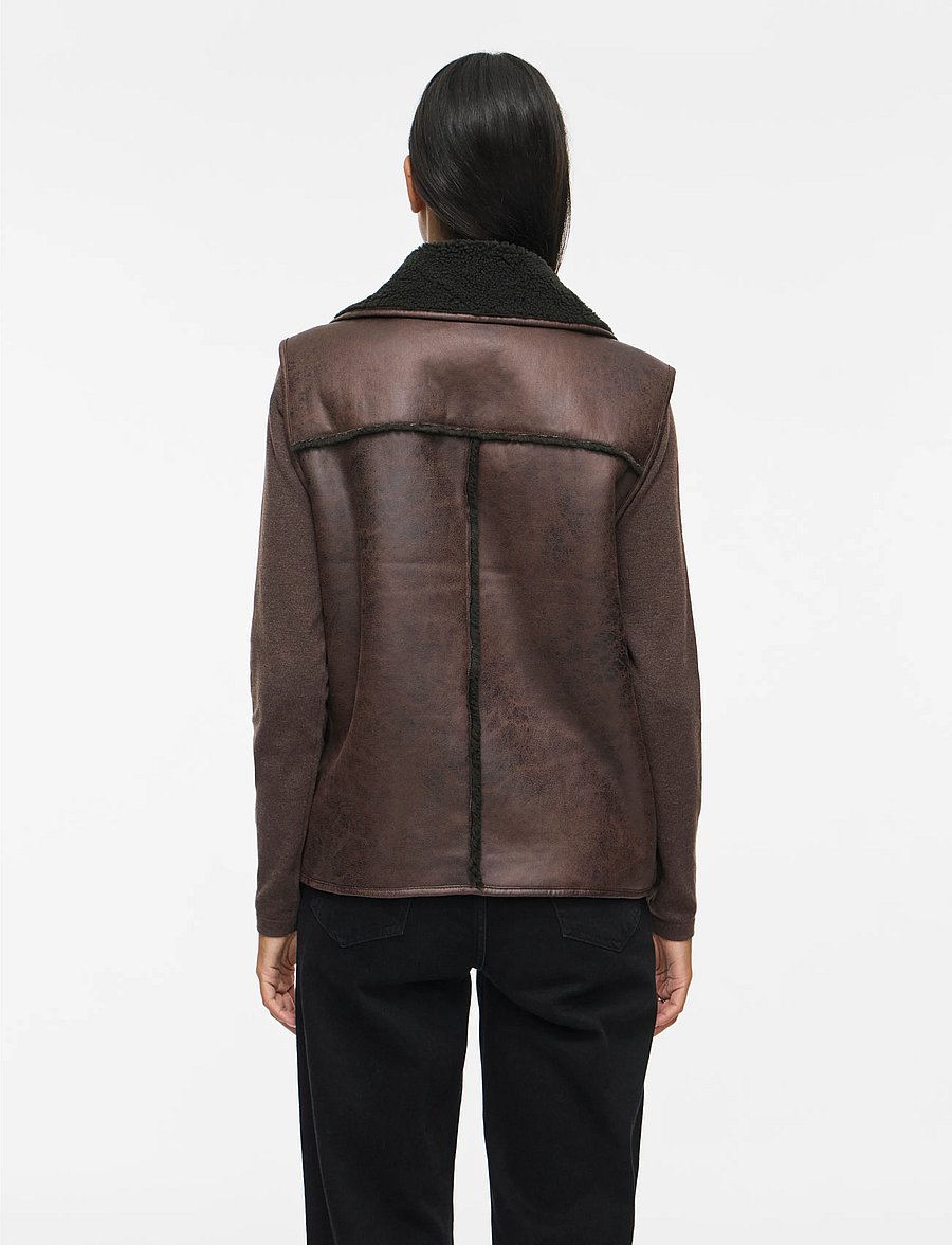 Vila - VIKADERA S/L SHEARLING VEST /OTW - teddy-vestid - demitasse - 5