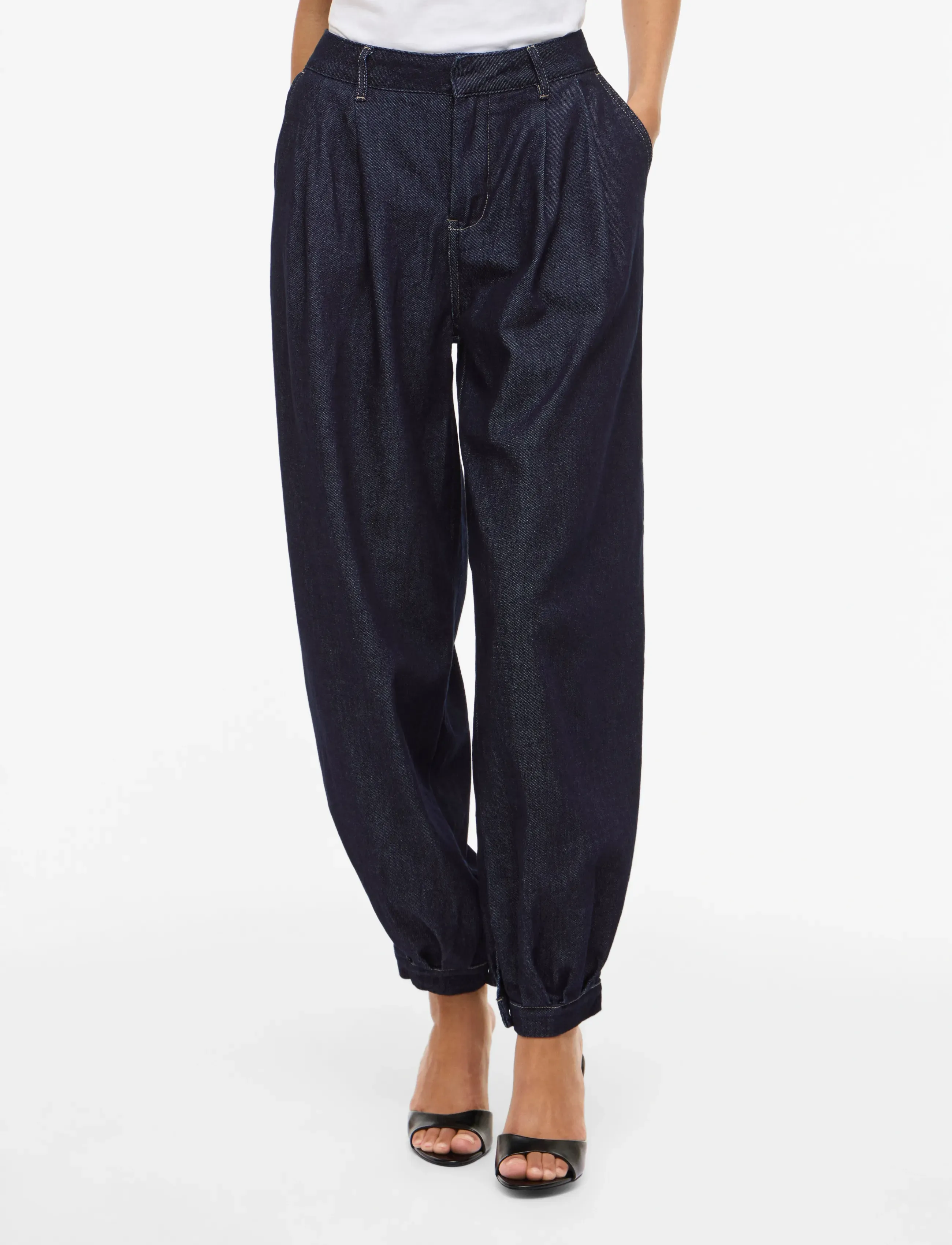 Vila VICUBA DENIM BALLOON PANTS /LN - Teksad - DARK BLUE DENIM / navy