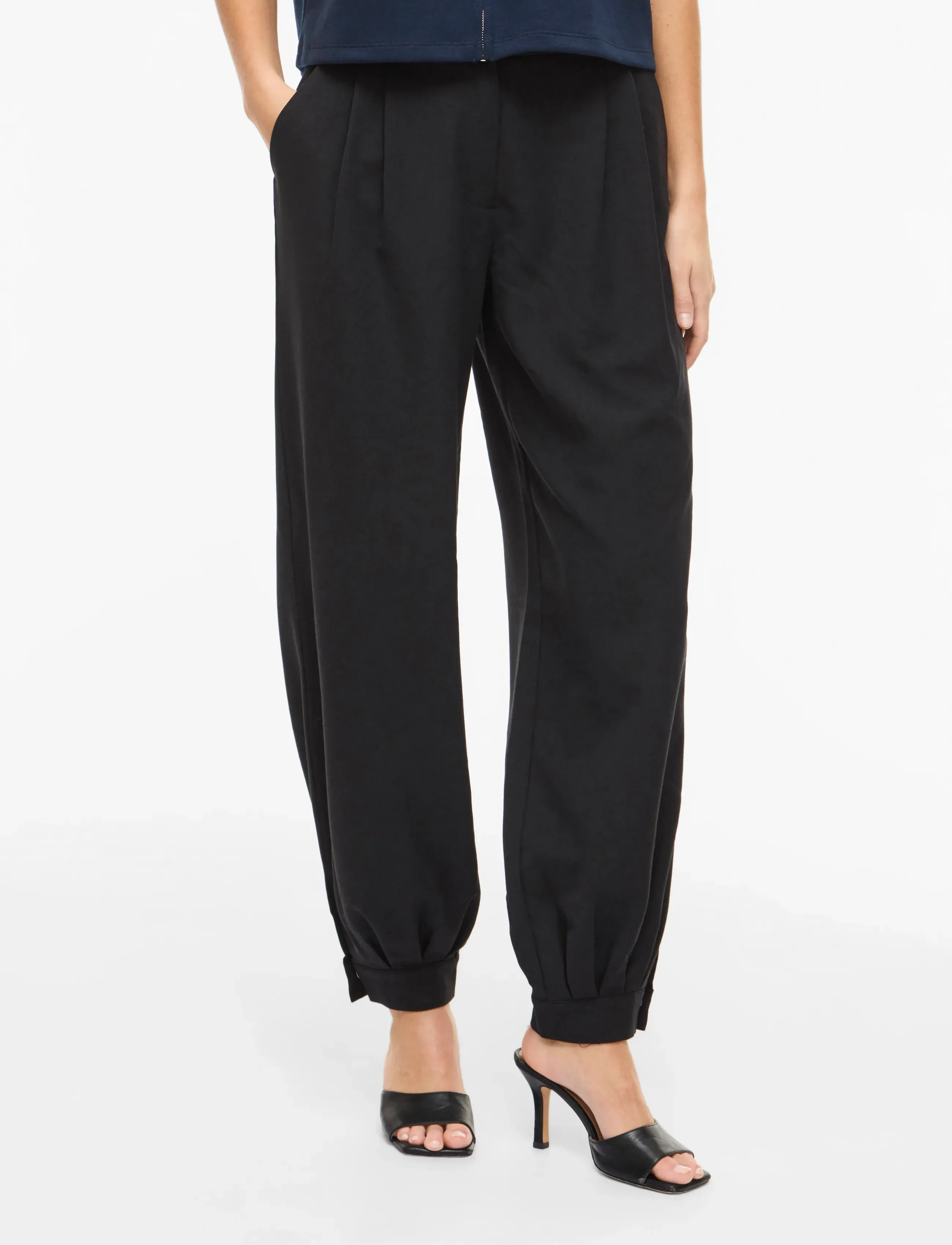 Vila VINUNA BALLOON PANTS /LN - Söfn - BLACK / black
