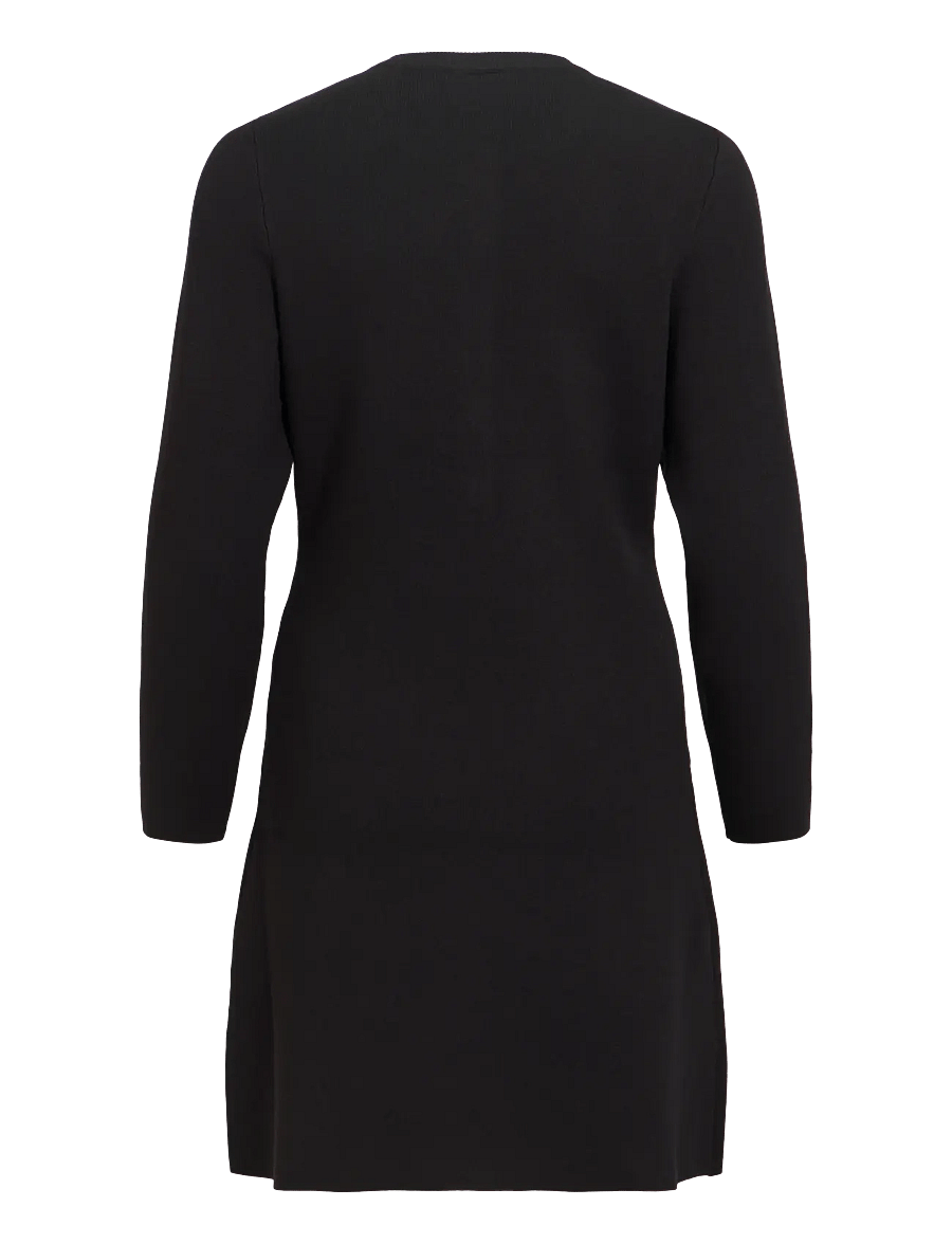 Vila - VISWAY O-NECK L/S A-LINE KNIT DRESS - black beauty - 2