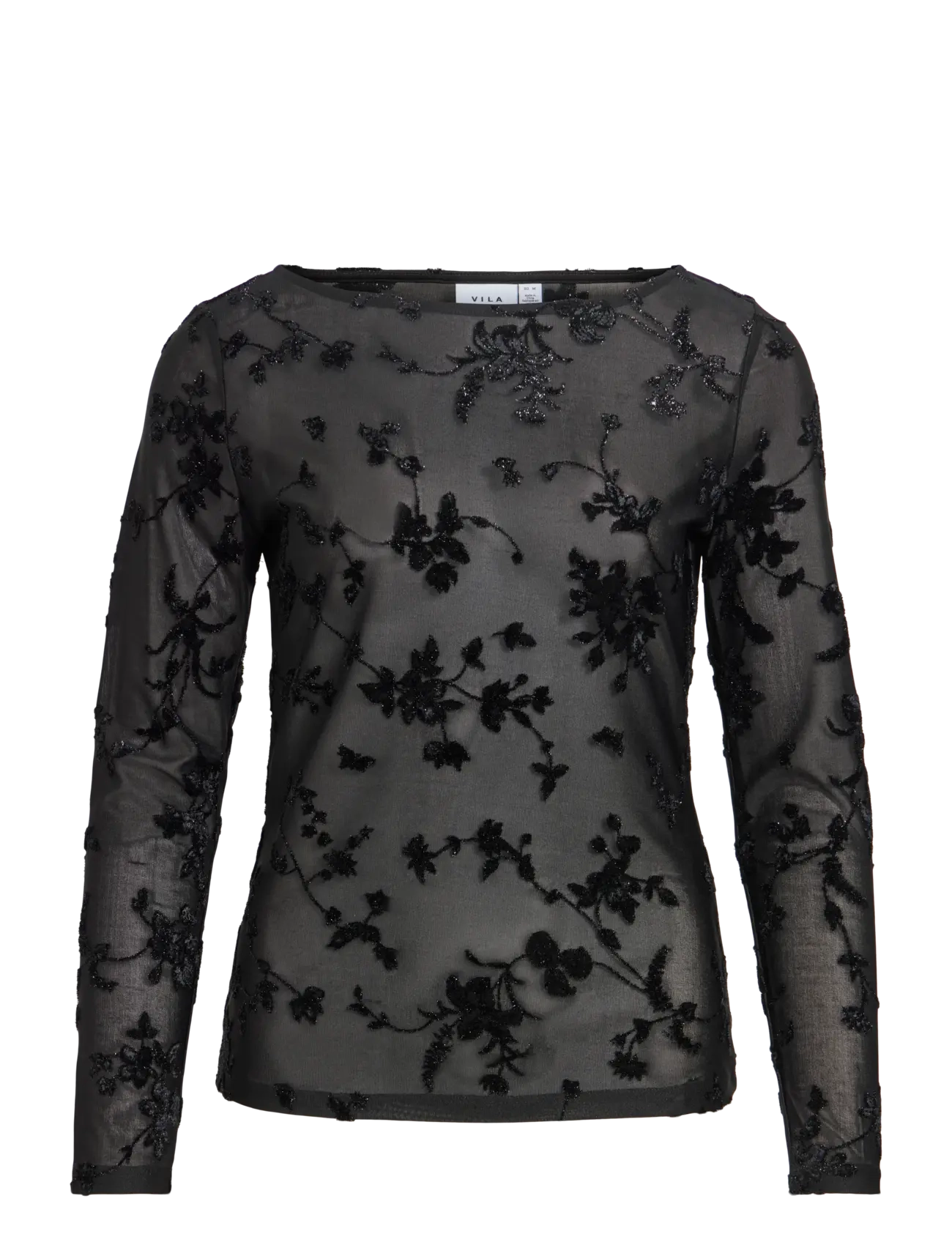 Vila - VIMIRANDA L/S TOP/DC - långärmade toppar - black beauty - 1
