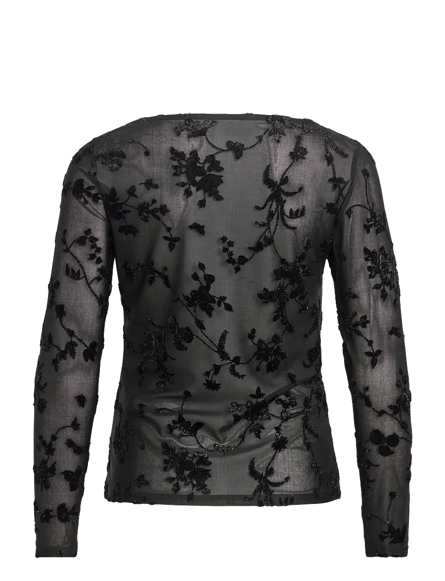 Vila - VIMIRANDA L/S TOP/DC - långärmade toppar - black beauty - 2