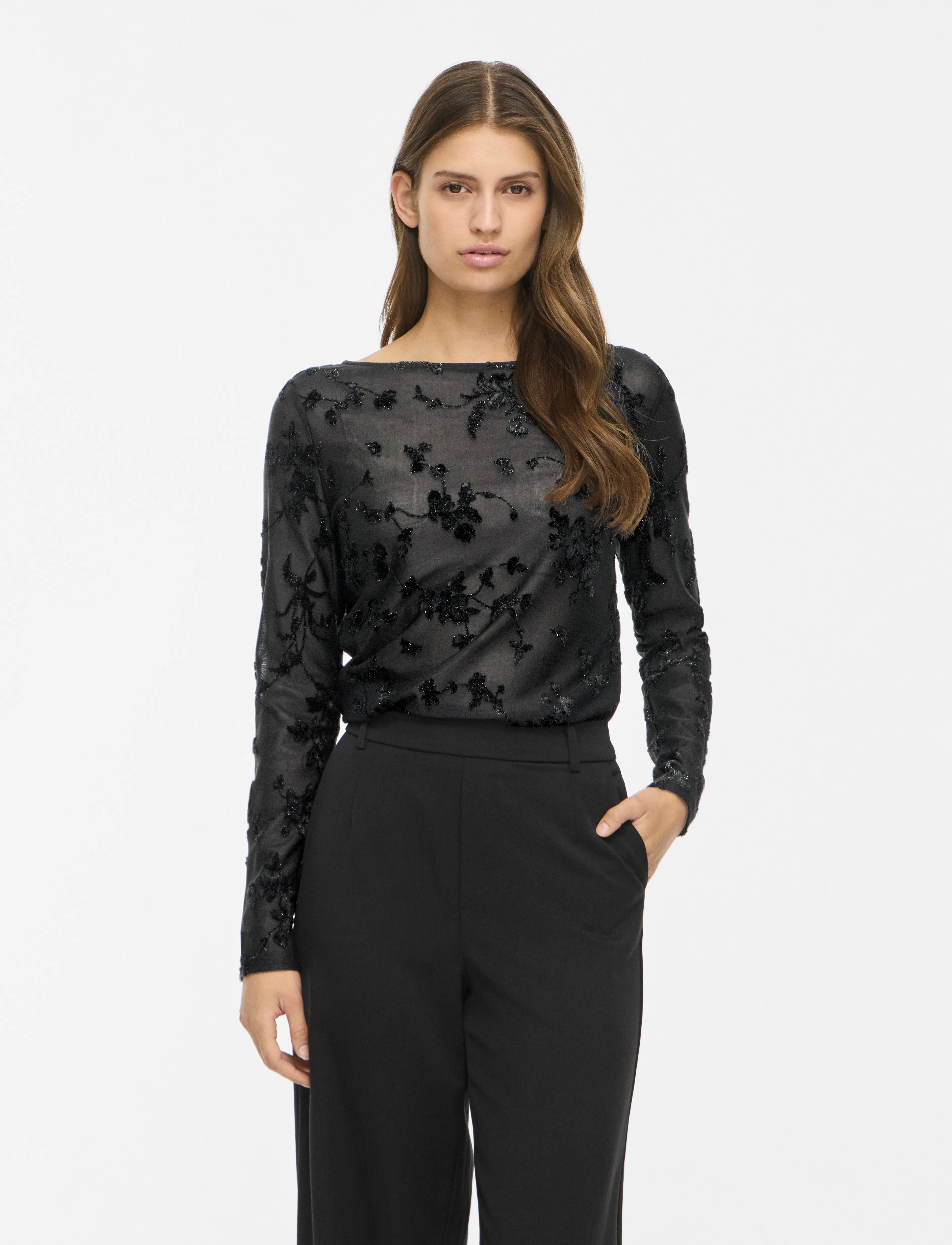 Vila VIMIRANDA L/S TOP/DC - Vila - BLACK BEAUTY / black